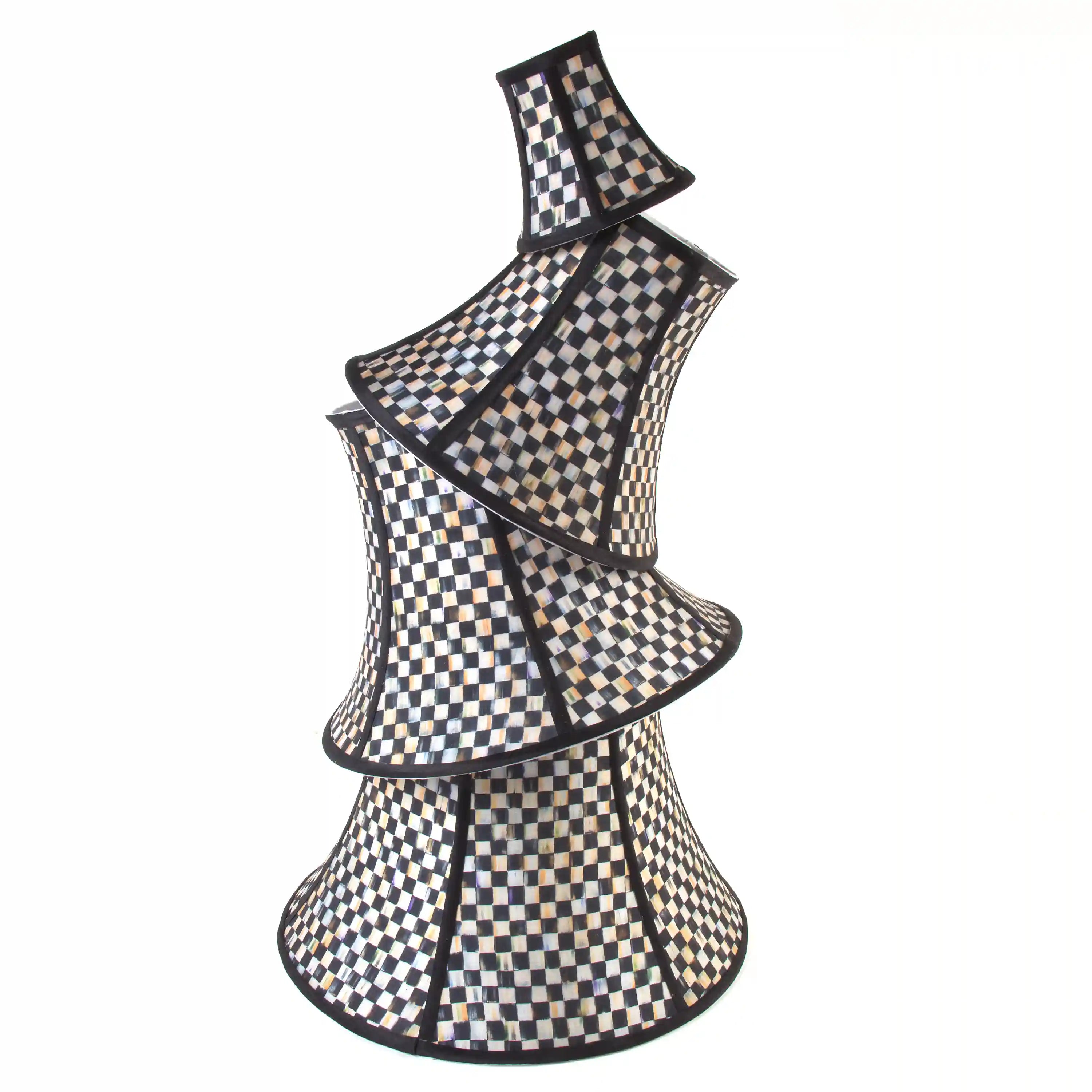 Mocha Check Chandelier Shade