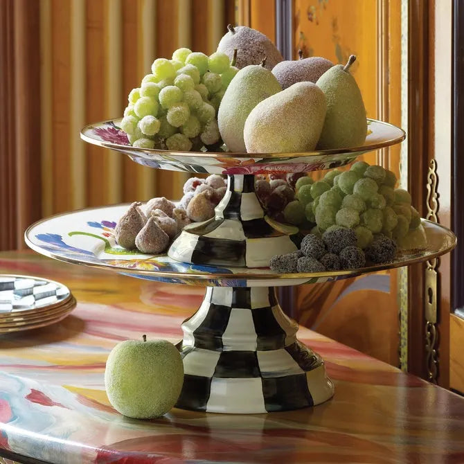 White Flower Market Small Pedestal Platter