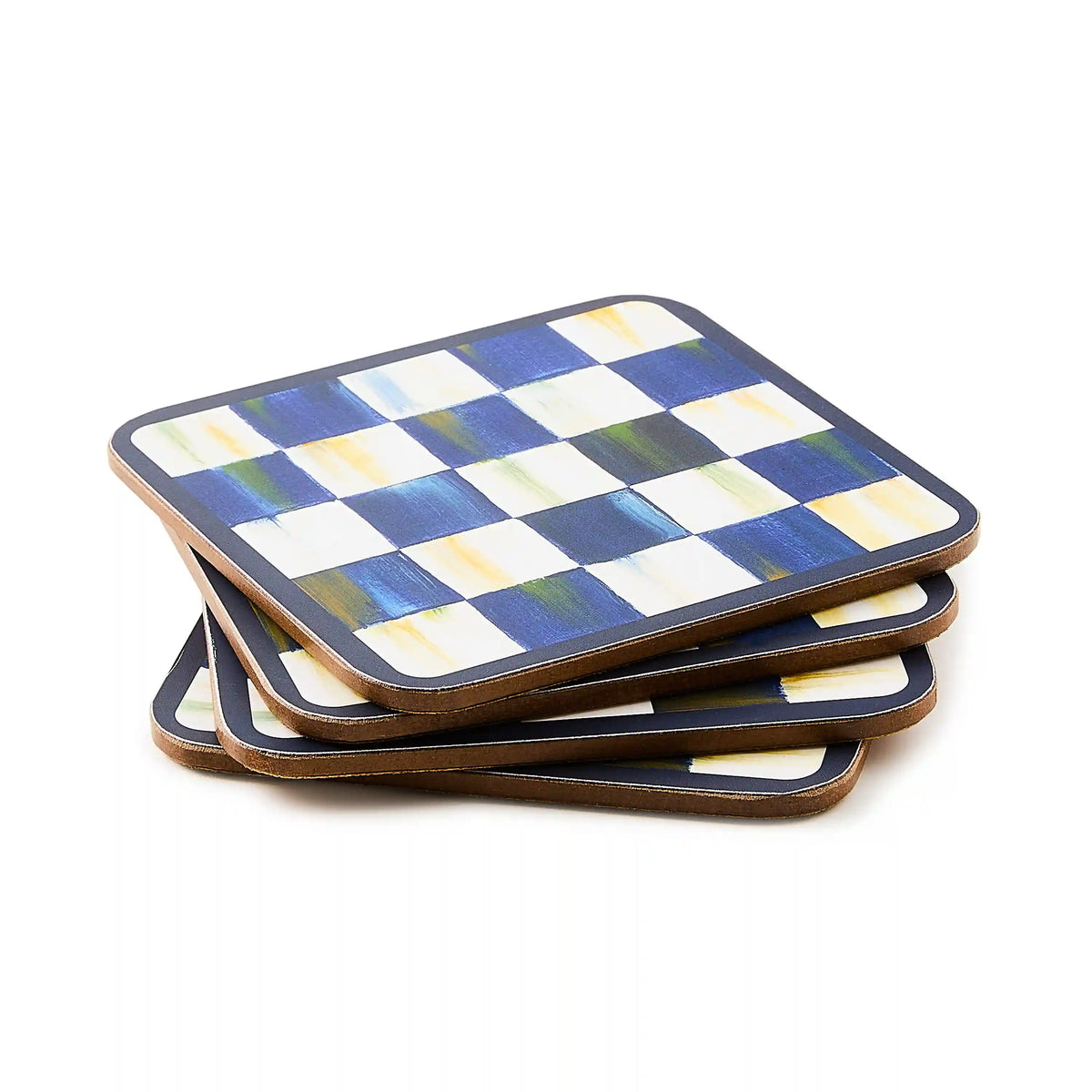 Courtly Checked Cork Back Coasters, Set of 4