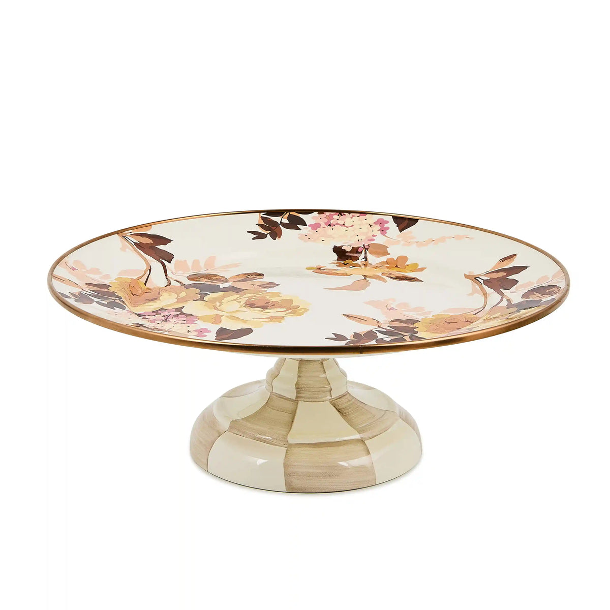 Wild Rose Brown Large Pedestal Platter