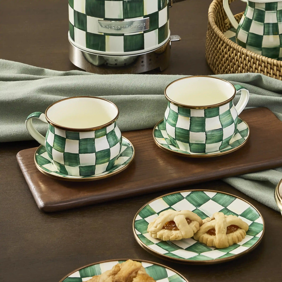 Sterling Check Espresso Cup & Saucer Set