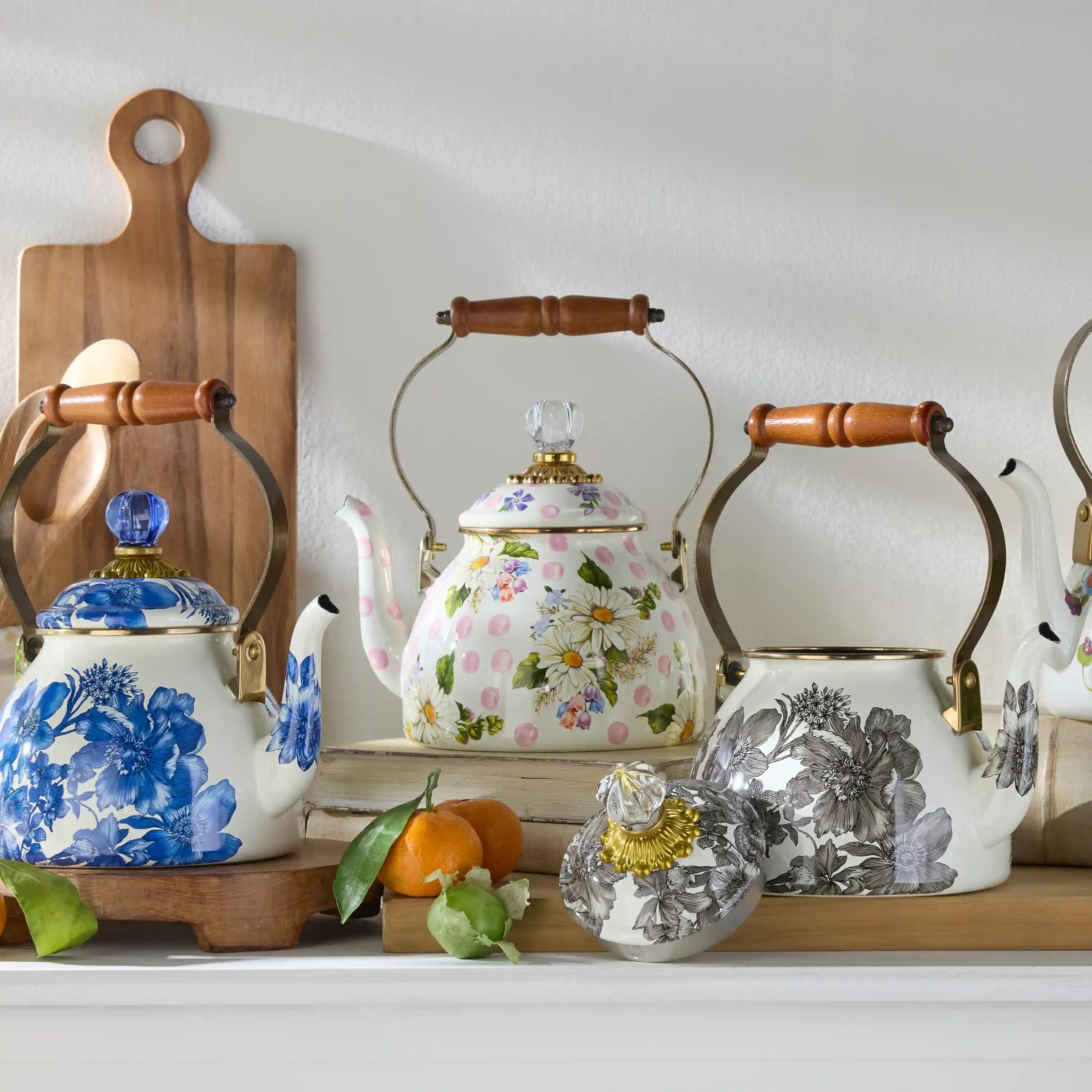White Flower Market 3 Quart Tea Kettle