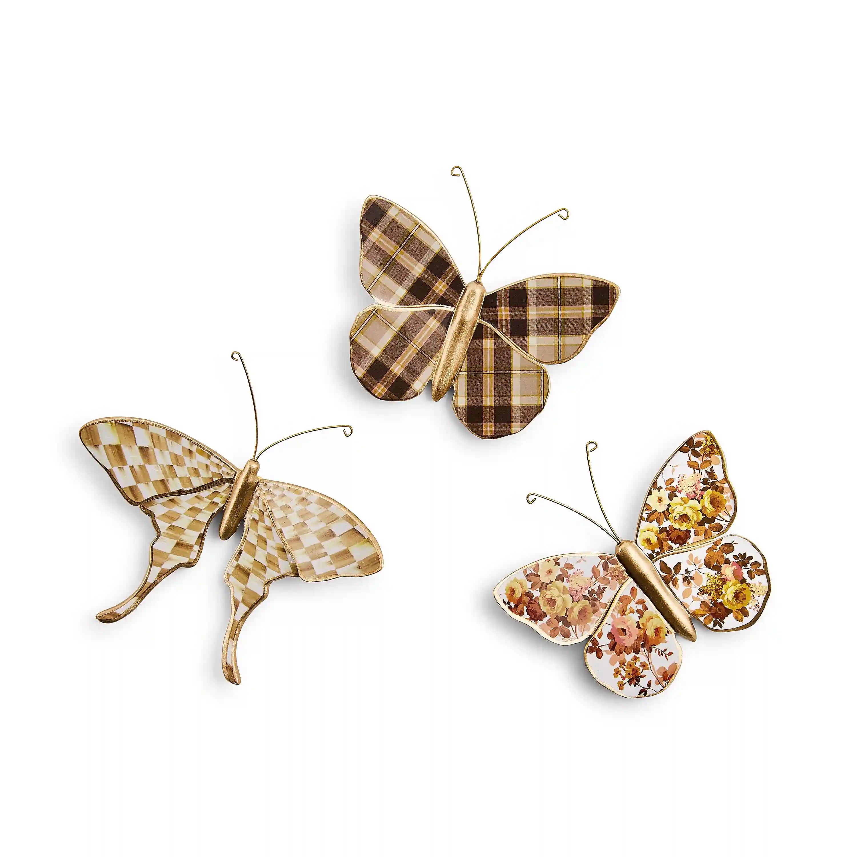 Mocha Butterfly Wall Decor Trio