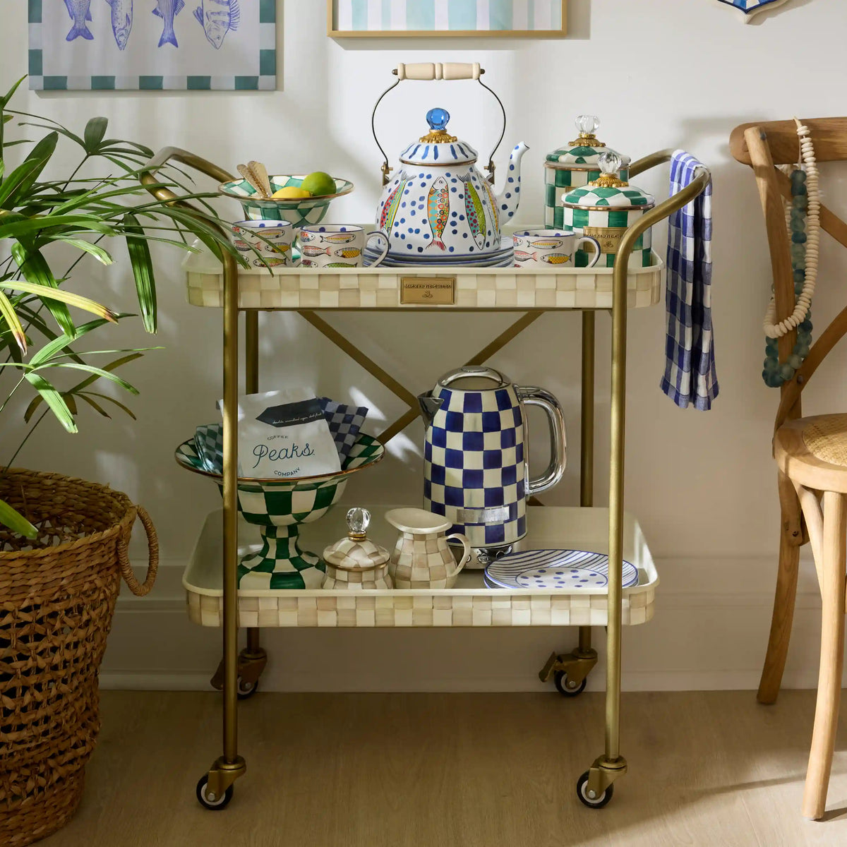 Royal Check 2-Tier Kitchen Cart