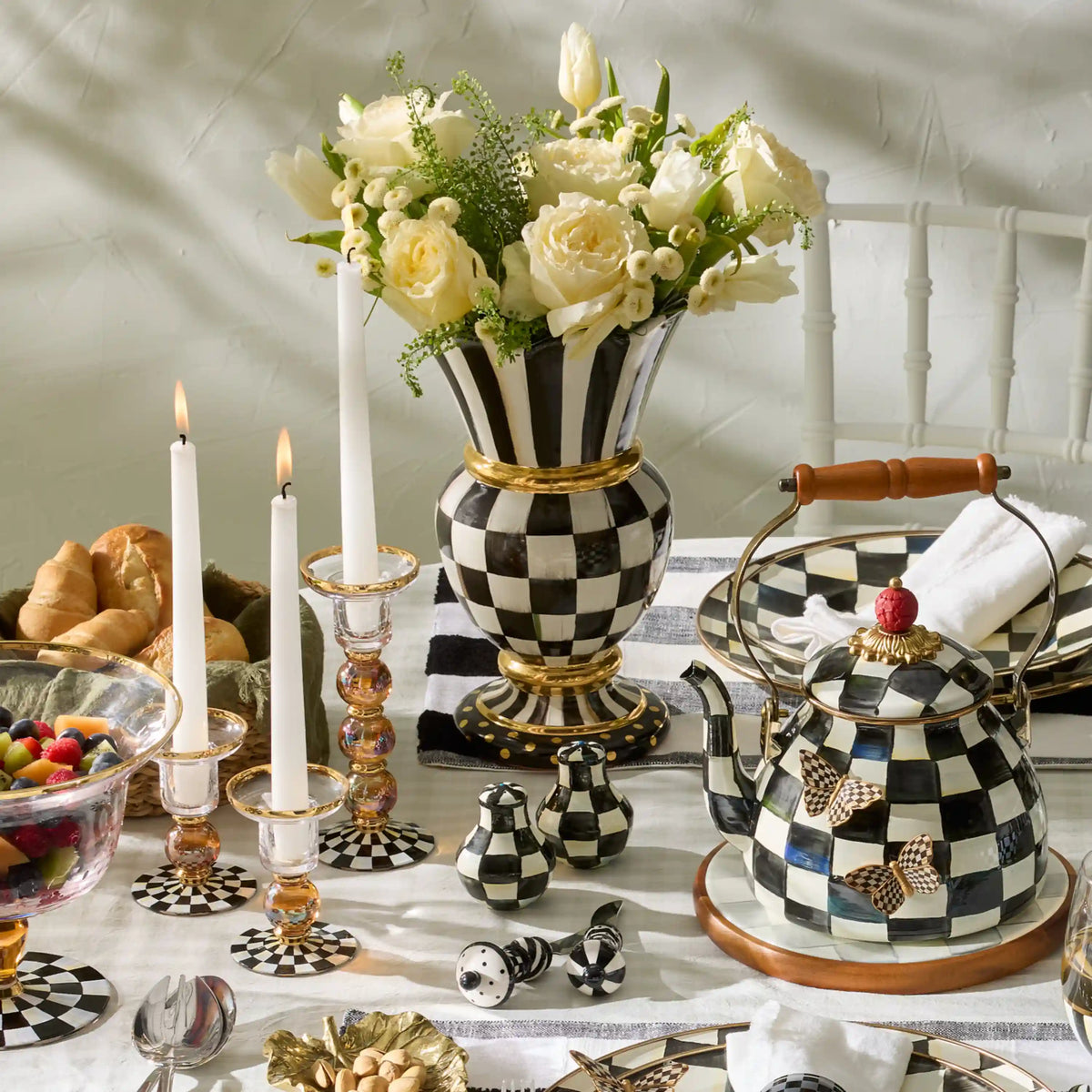 Mocha Check Ceramic Great Vase