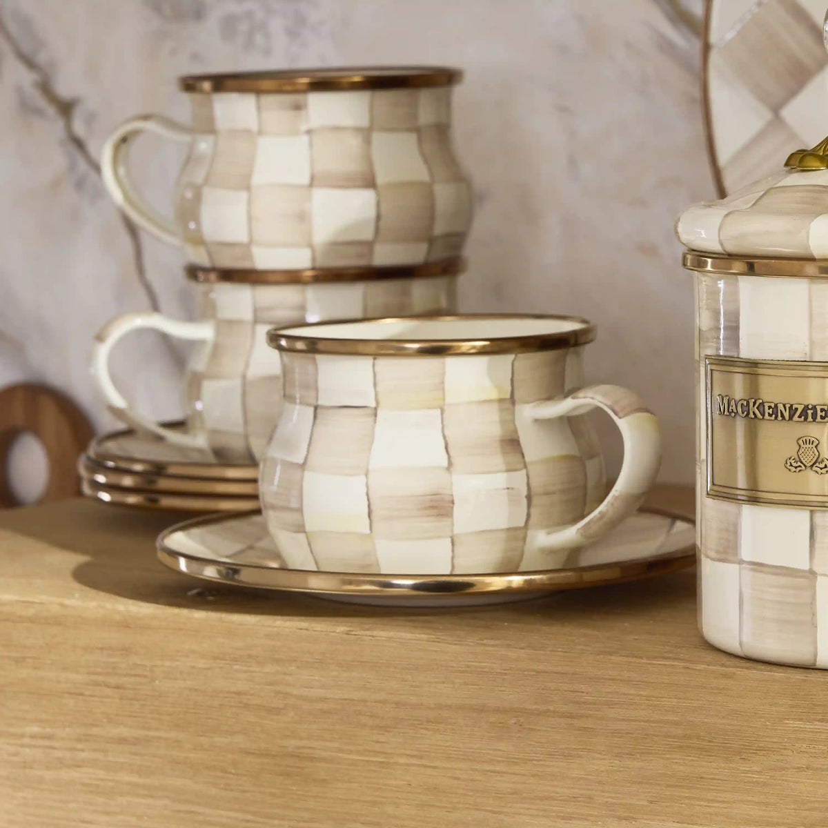 Mocha Check Saucer