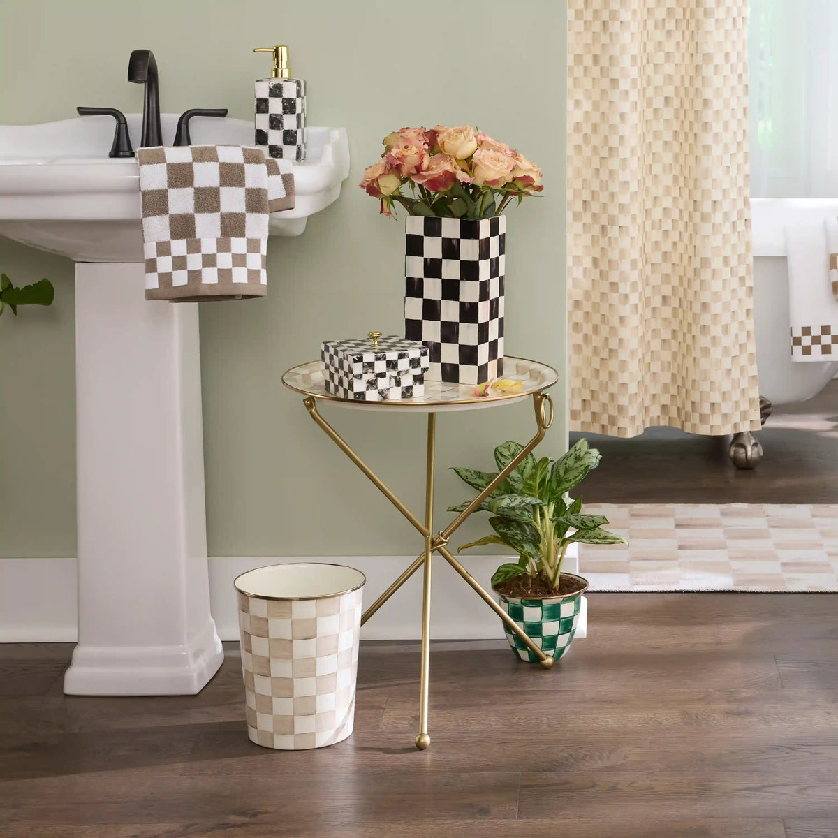Courtly Check Enamel Tilt Accent Table