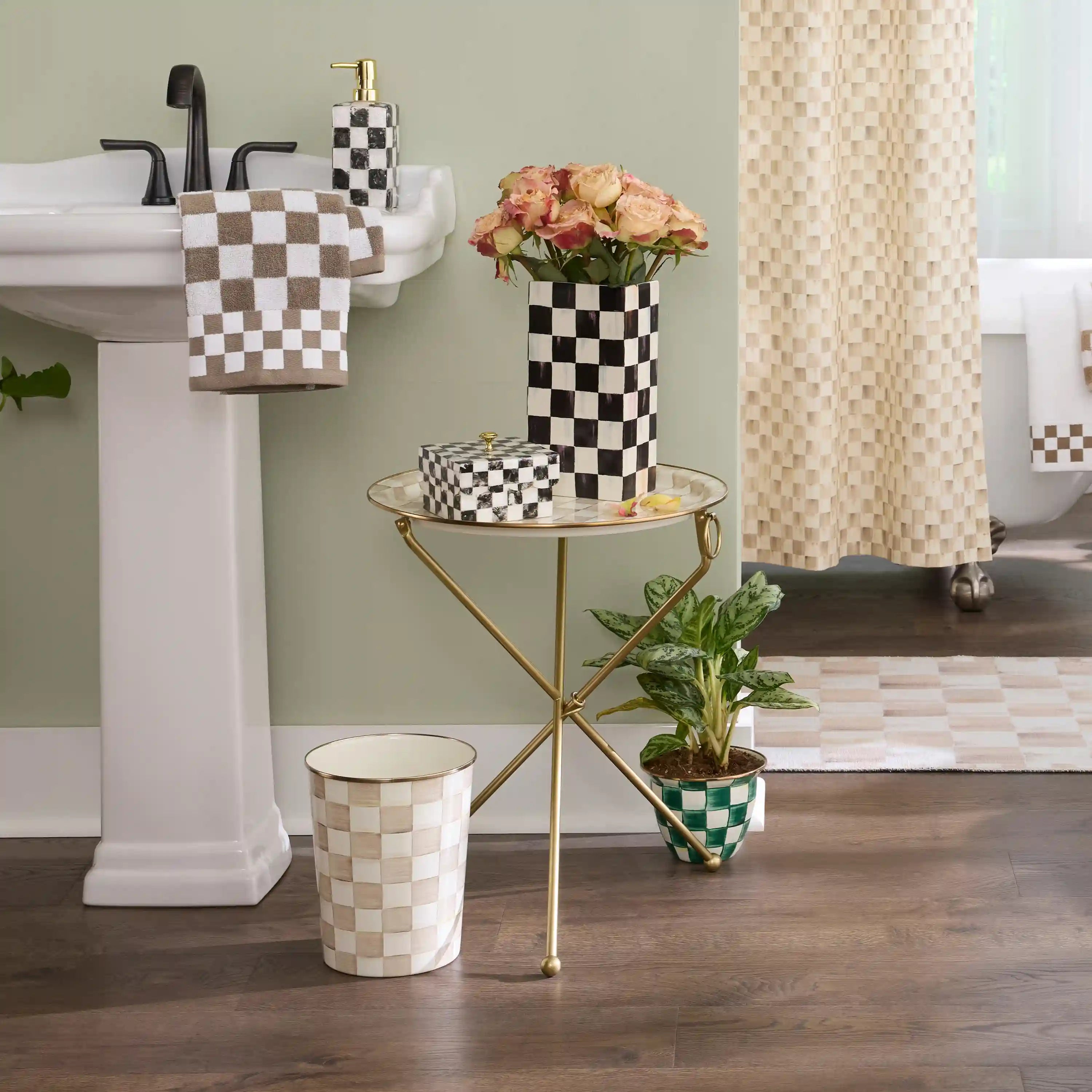 Sterling Check Enamel Tilt Accent Table