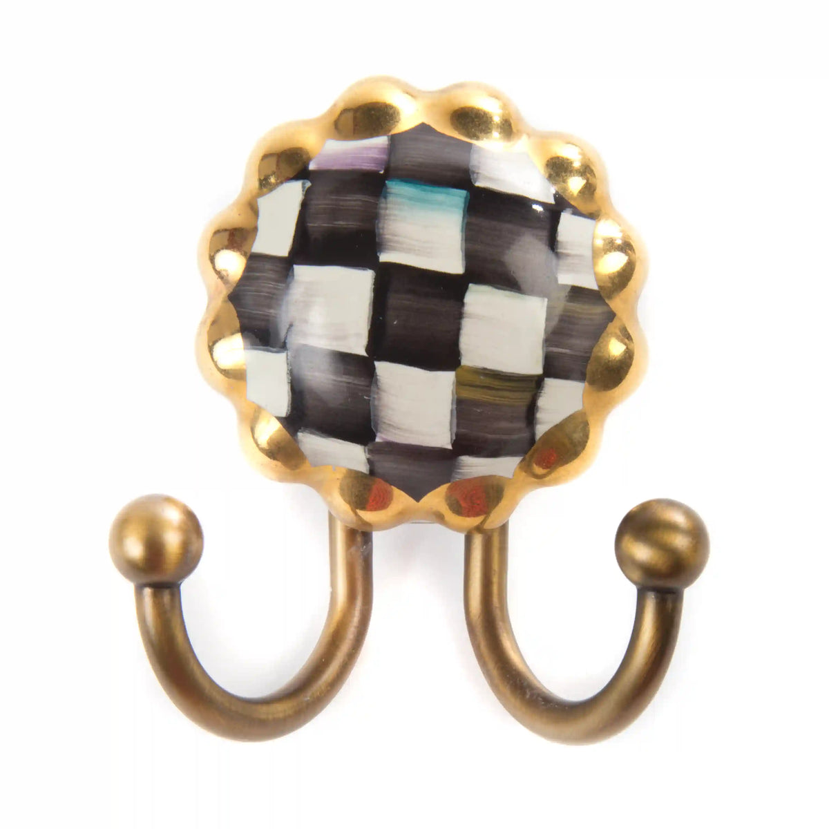 Mocha Check Round Hook