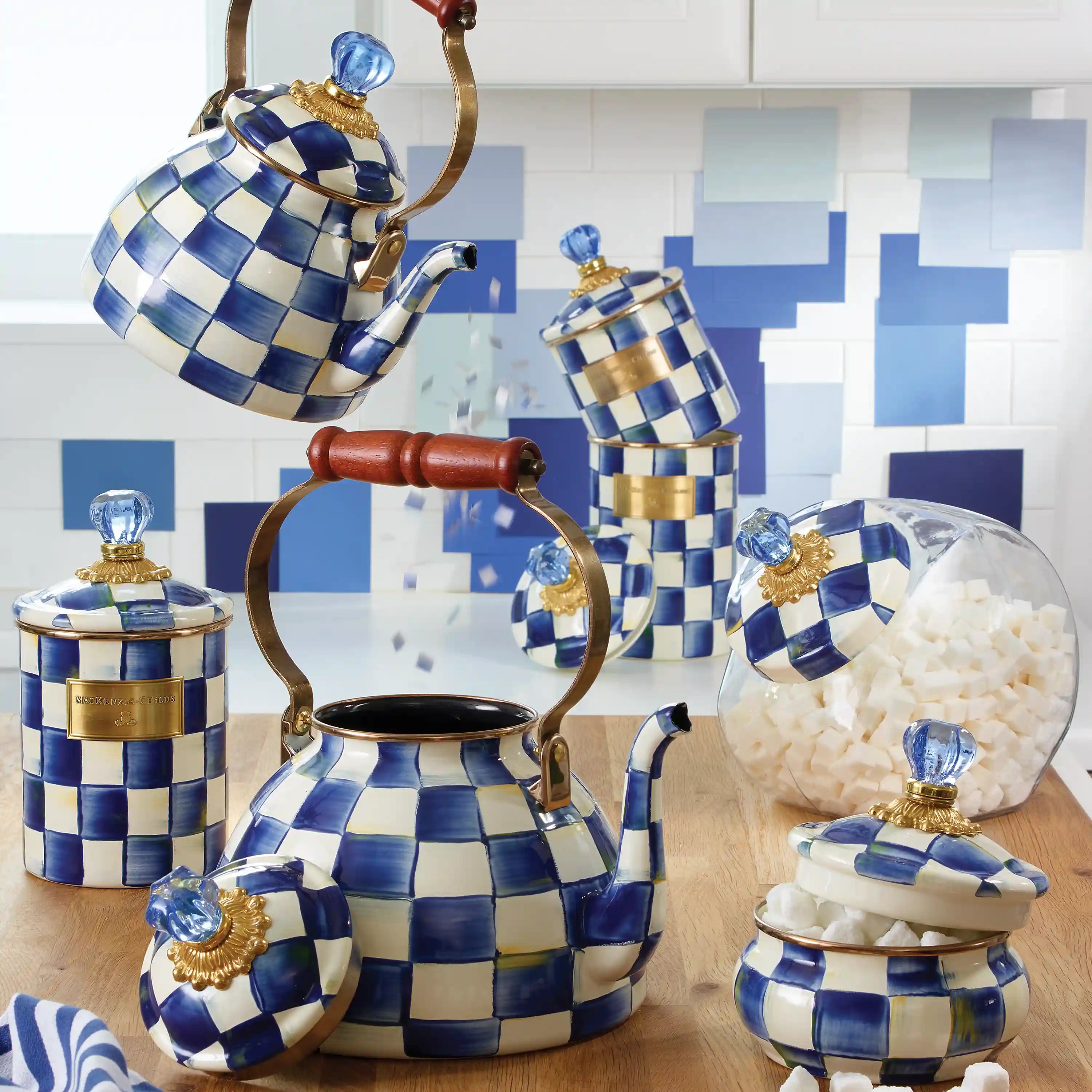 Mocha Check 2 Quart Tea Kettle