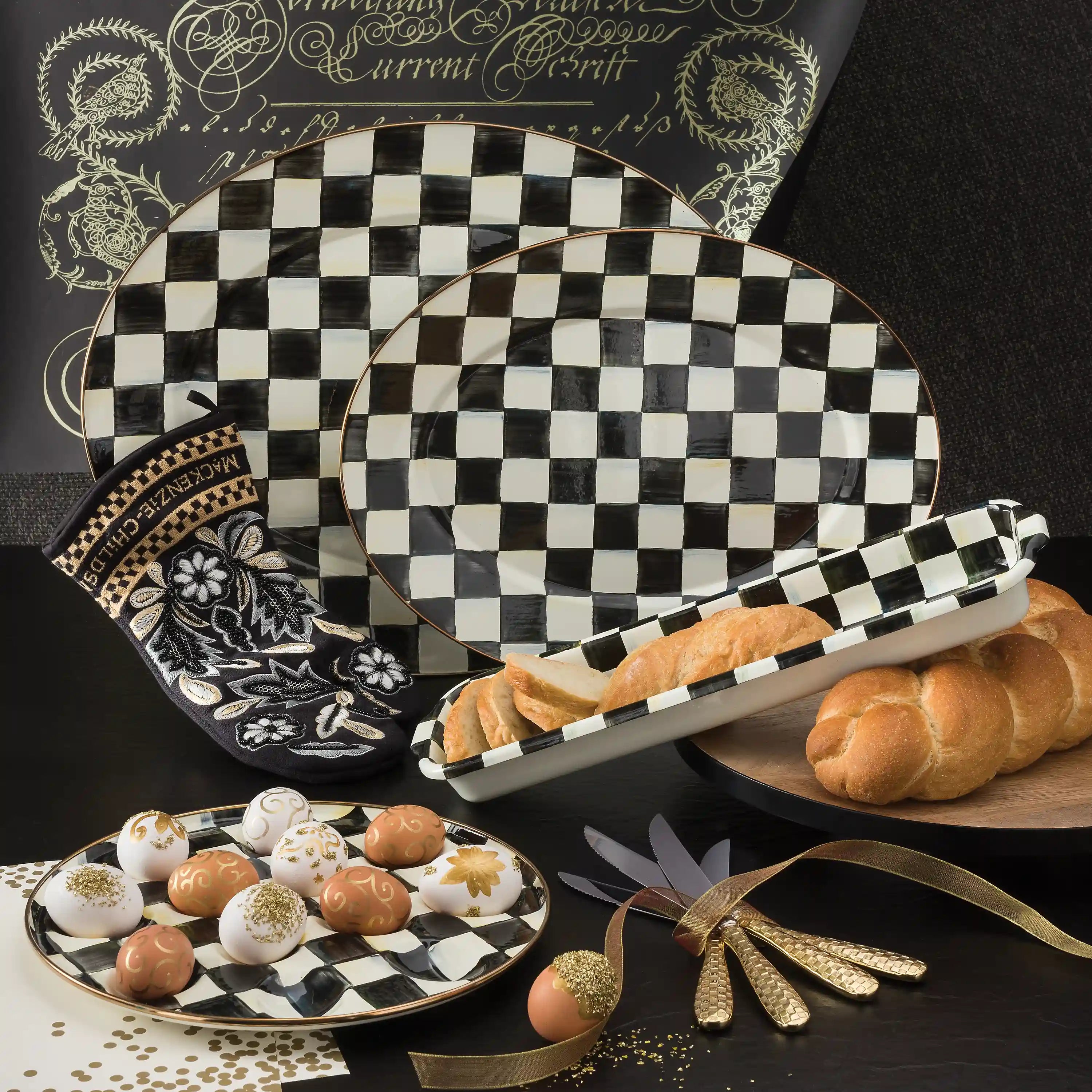 Mocha Check Medium Oval Platter