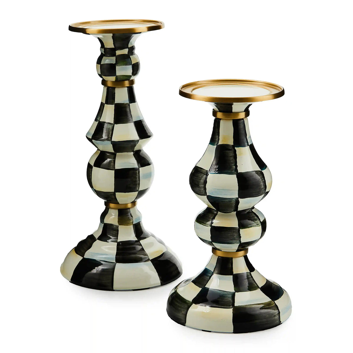 Violet Check Large Pillar Candlestick