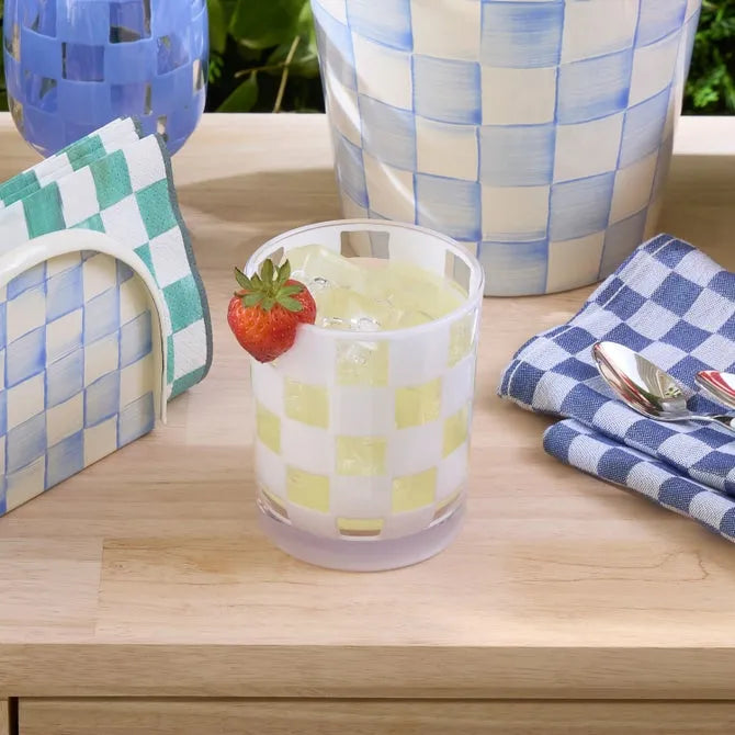 White Check Acrylic Tumblers, Set of 4