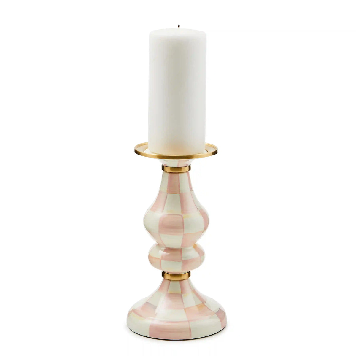 Sky Check Medium Pillar Candlestick