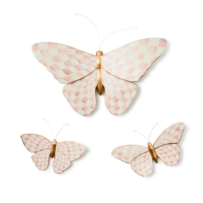 Rosy Check Wall Decor Butterfly Duo