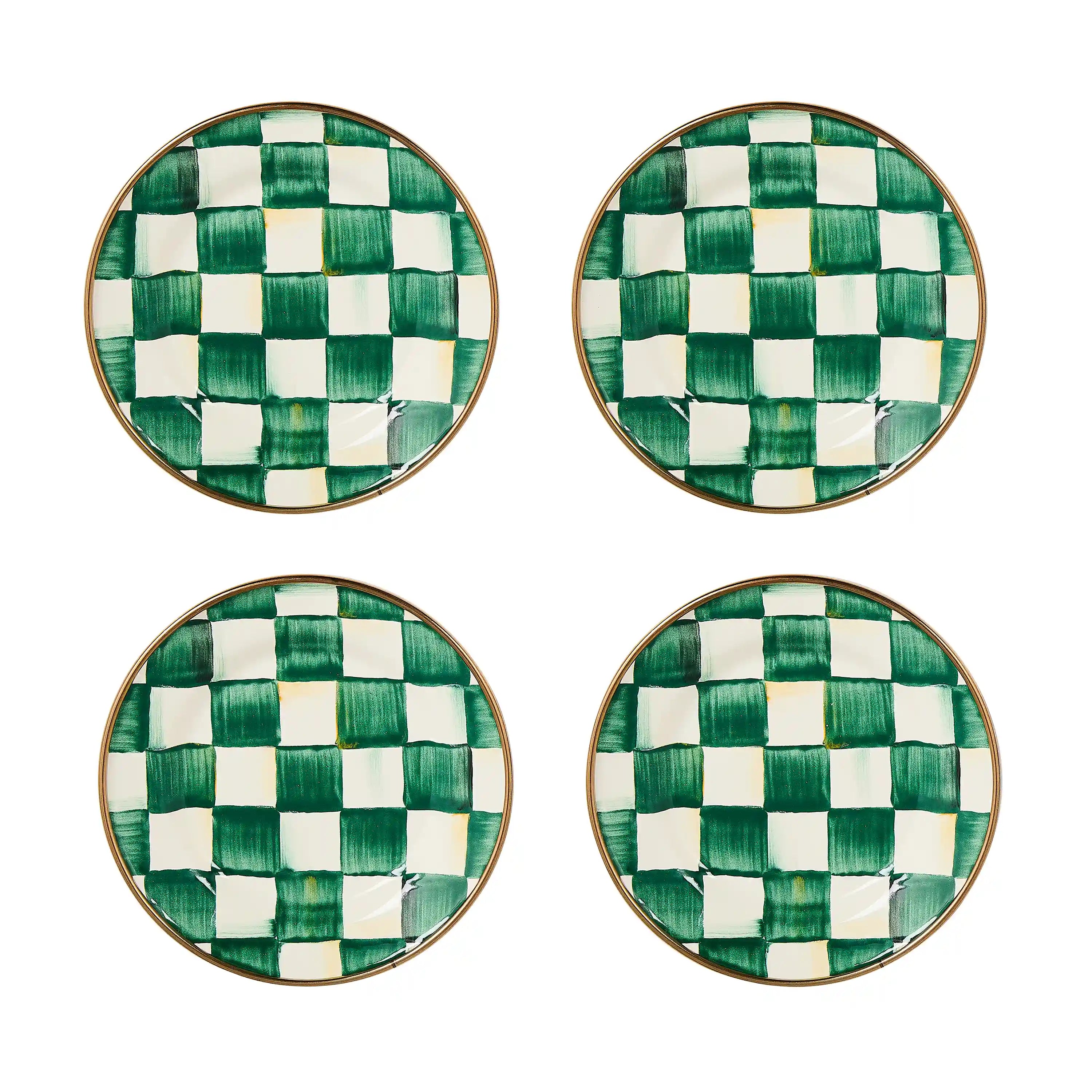 Sterling Check Appetizer Plates, Set of 4