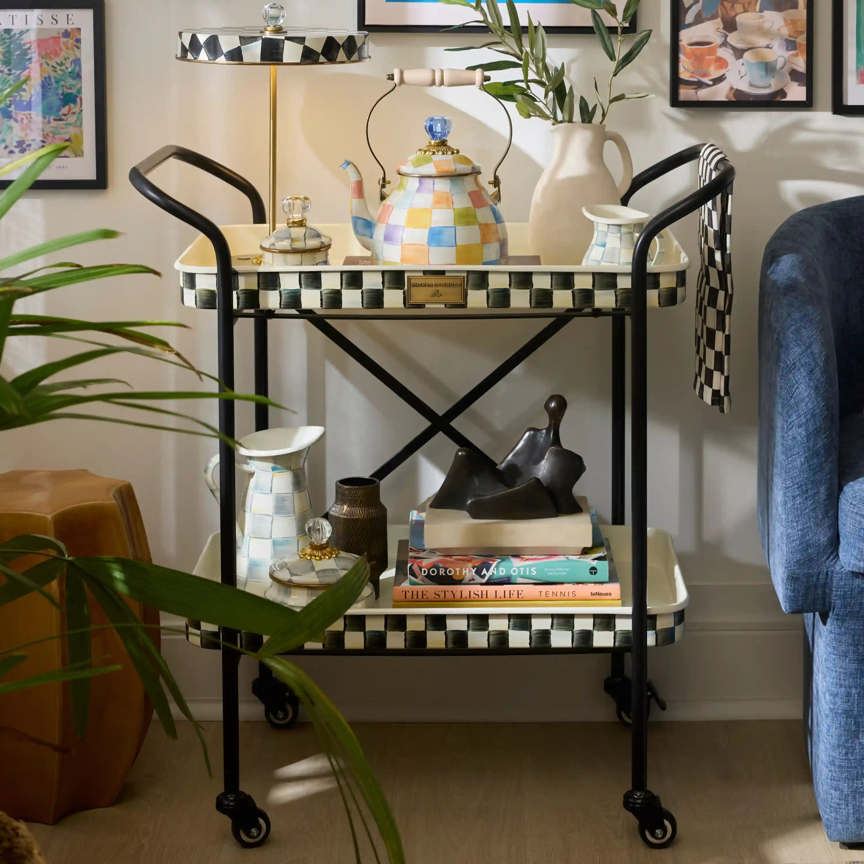 Sterling Check 2-Tier Kitchen Cart