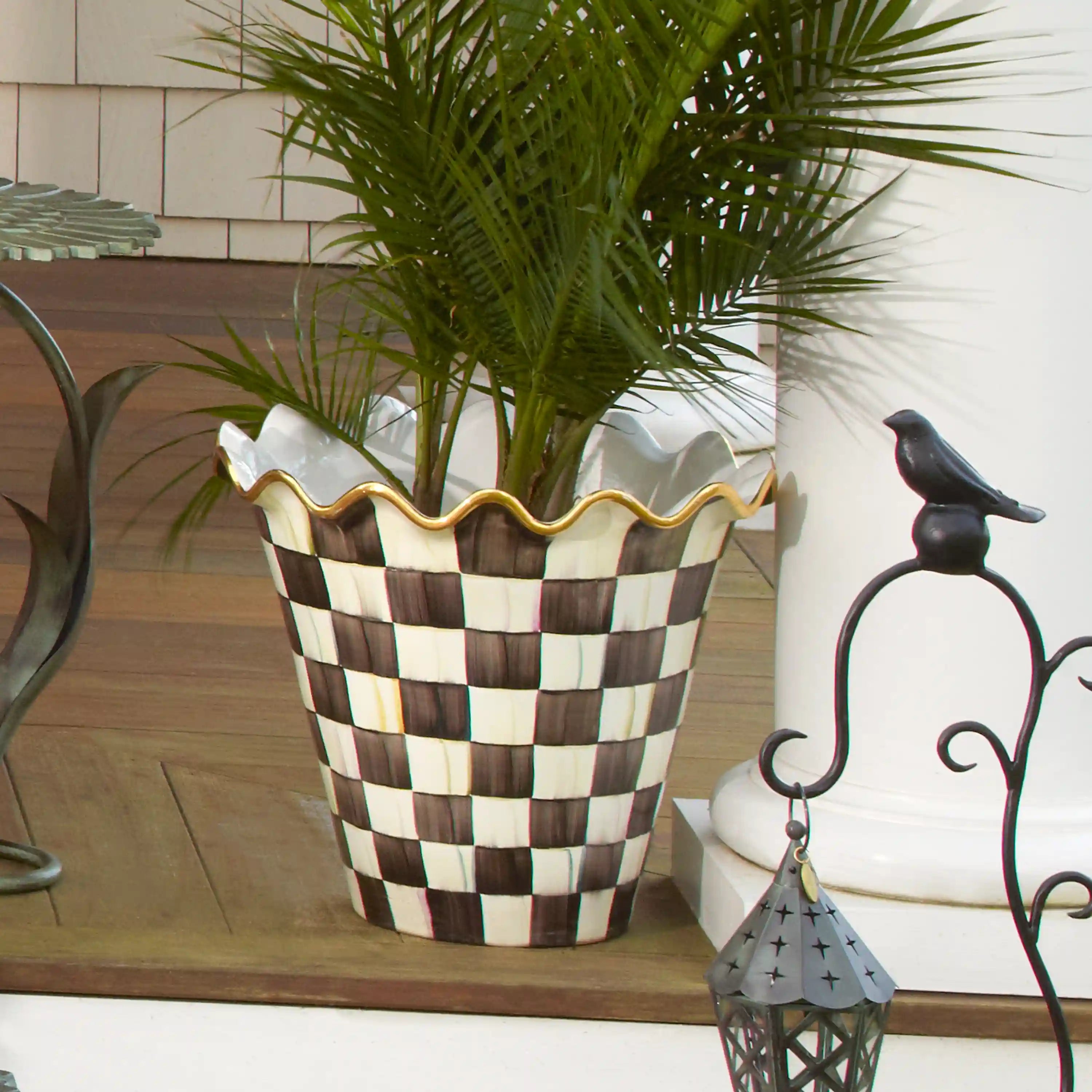 Violet Check Ceramic Jumbo Garden Pot