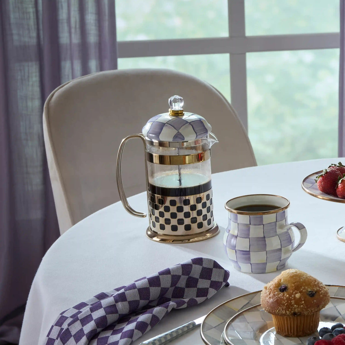 Violet Check French Press