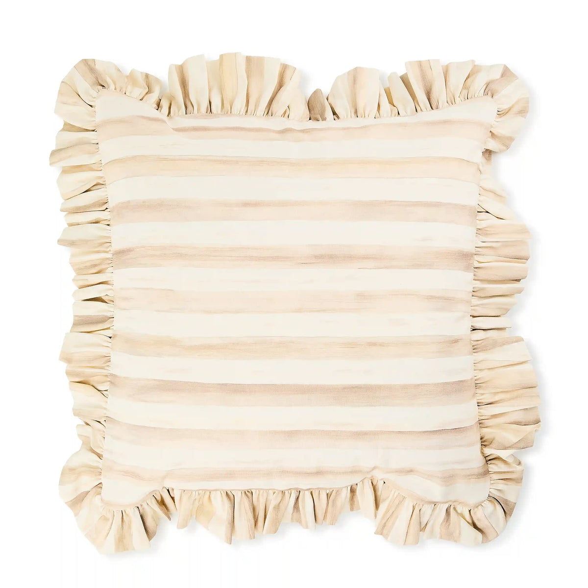 Mocha Check Throw Pillow with Ruffle