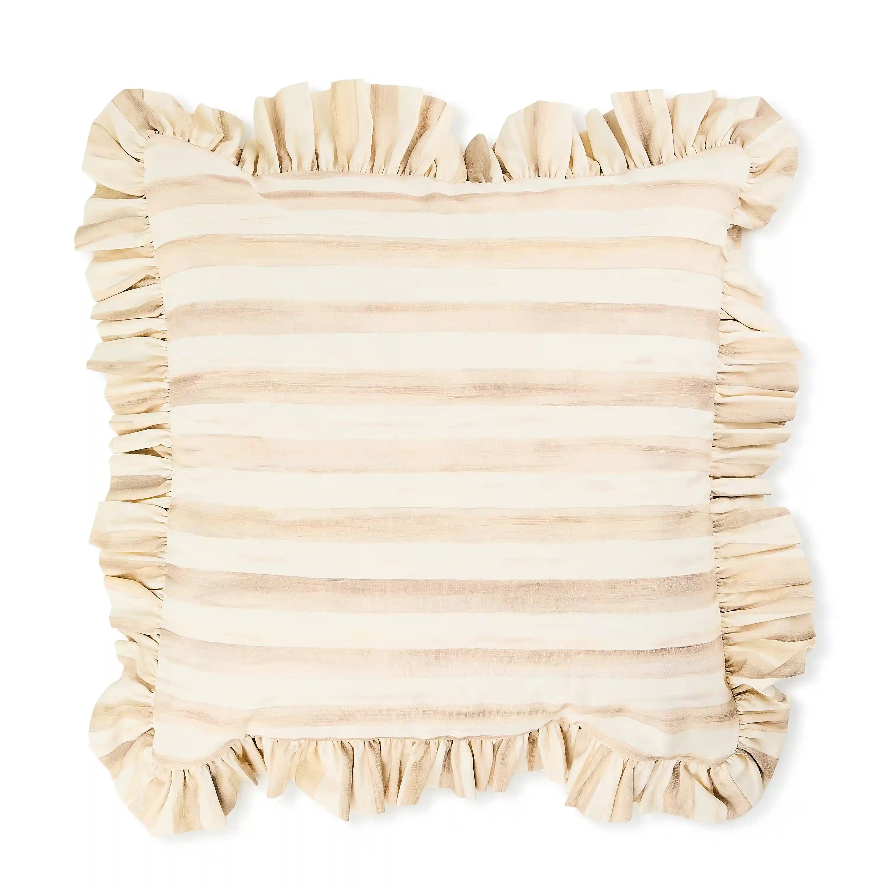 Rosy Stripe Ruffle Throw Pillow