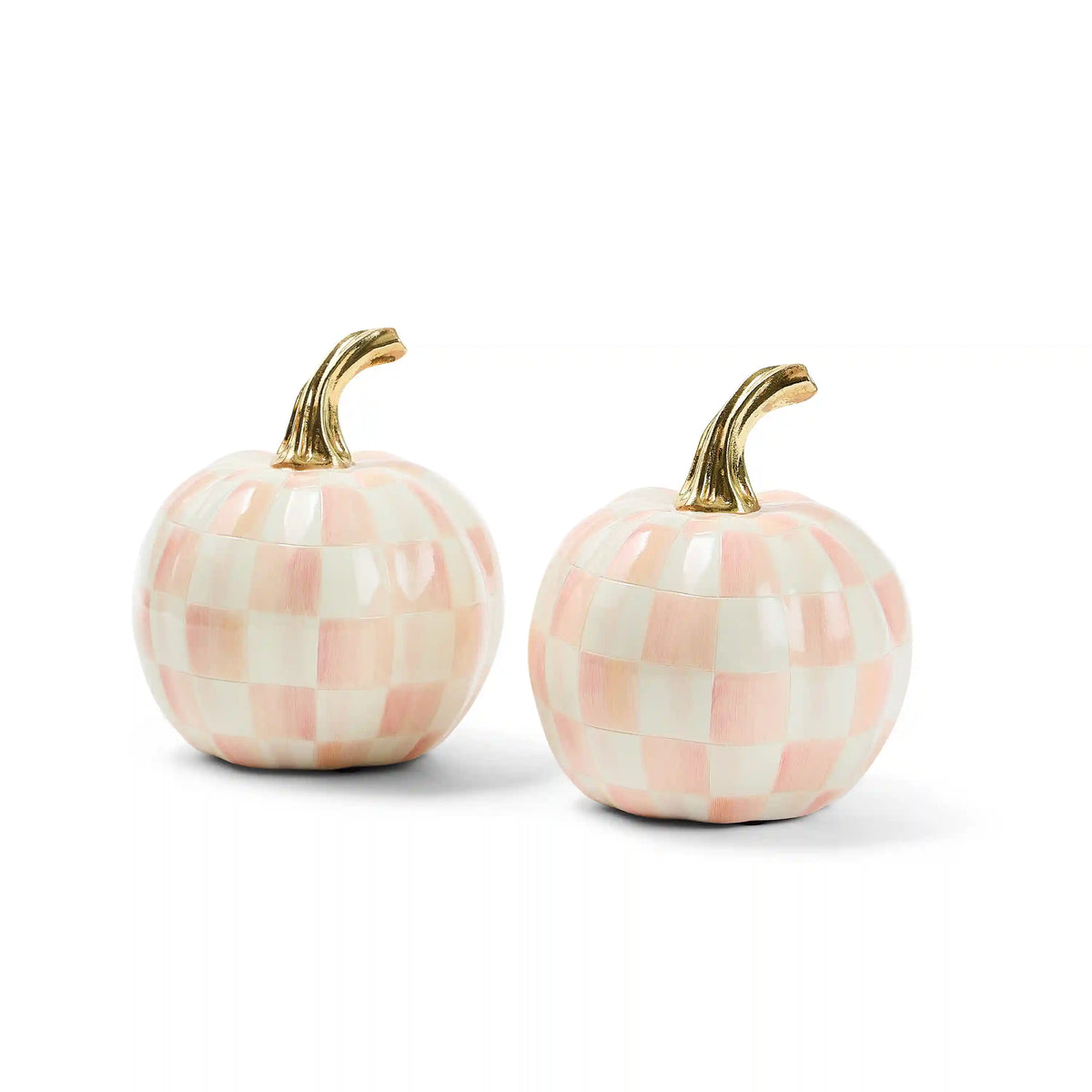 Classic Orange Check Mini Pumpkin Set of 2