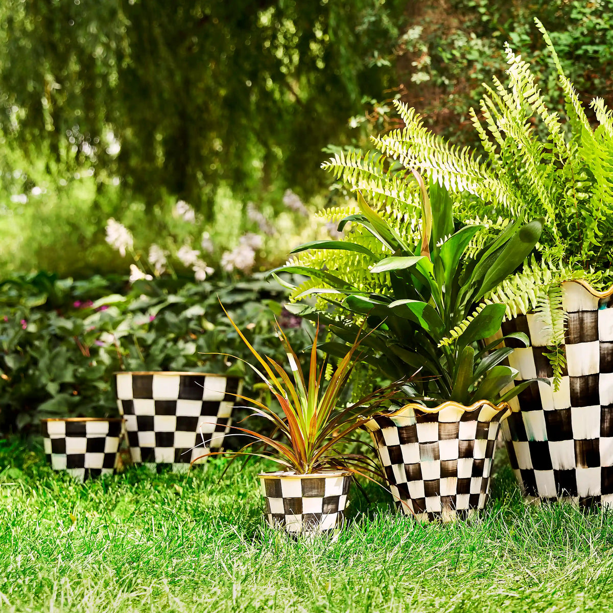 Emerald Check Small Garden Pot