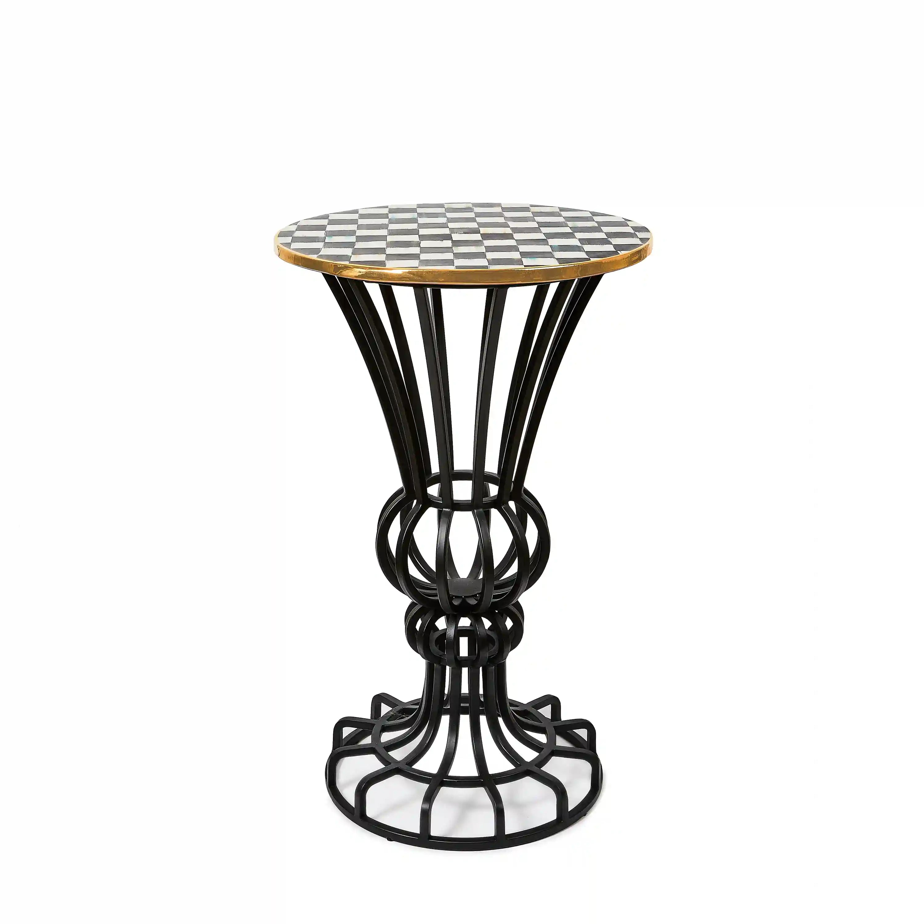 Courtly Check Pedestal Accent Table