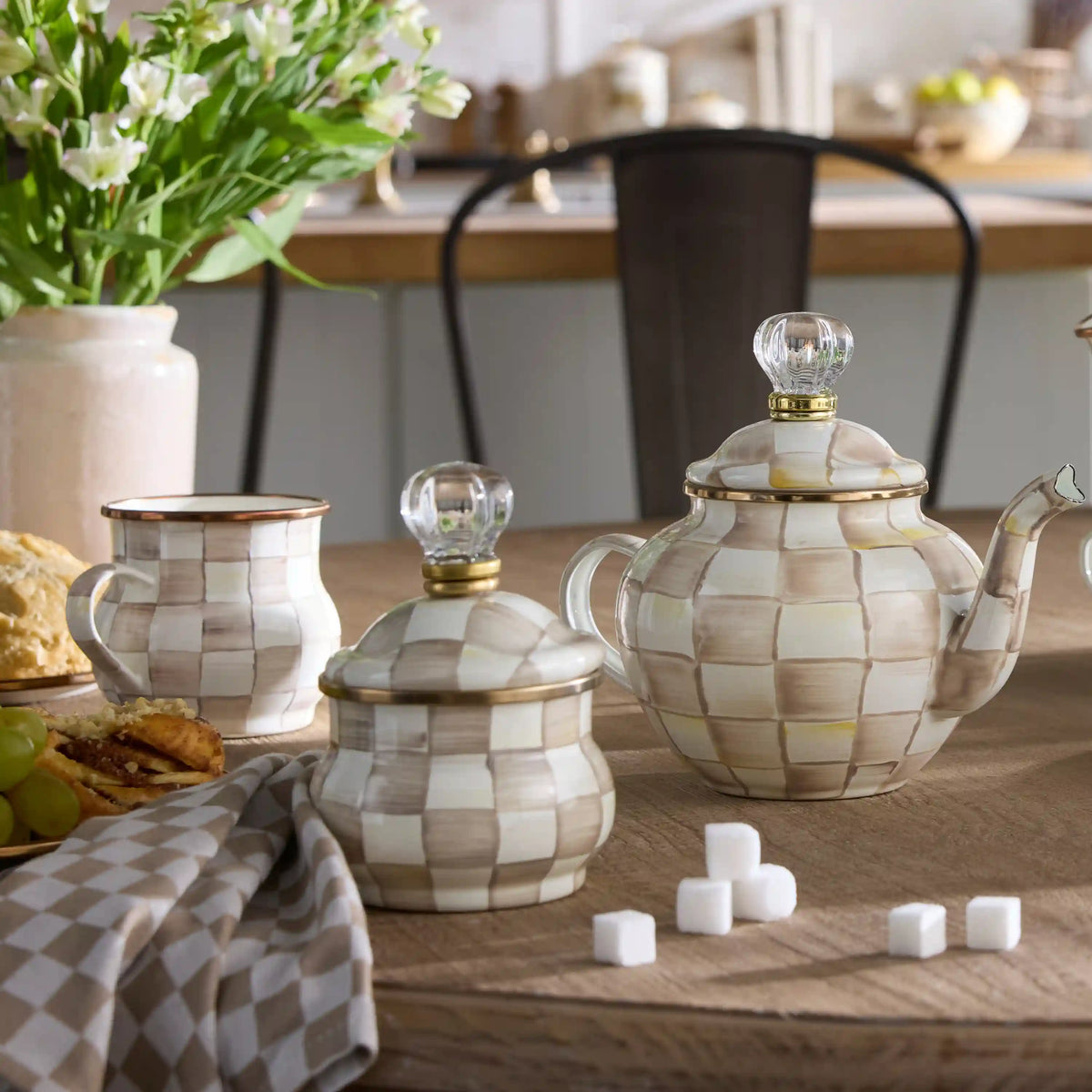 Sky Check Lidded Sugar Bowl