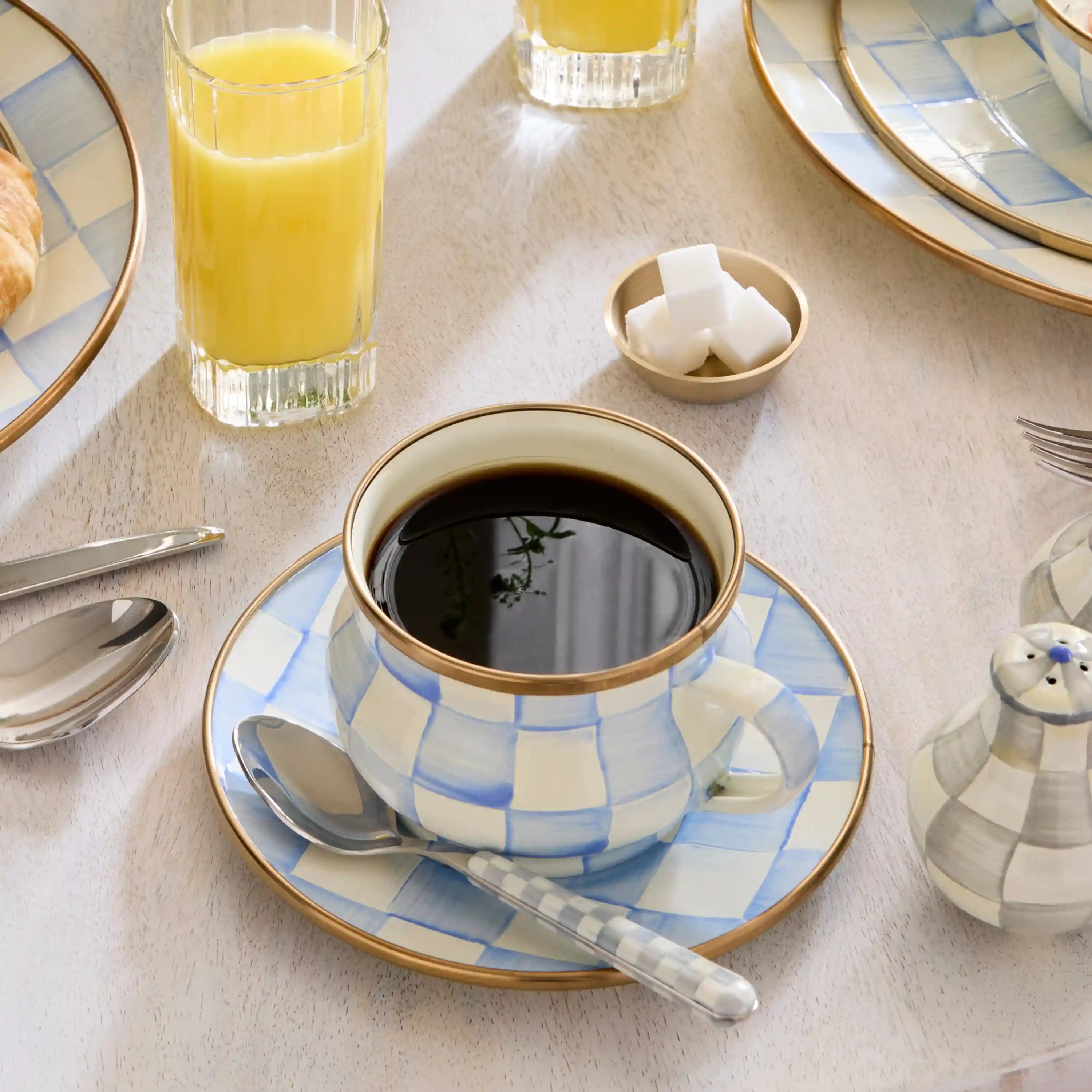 Mocha Check Teacup