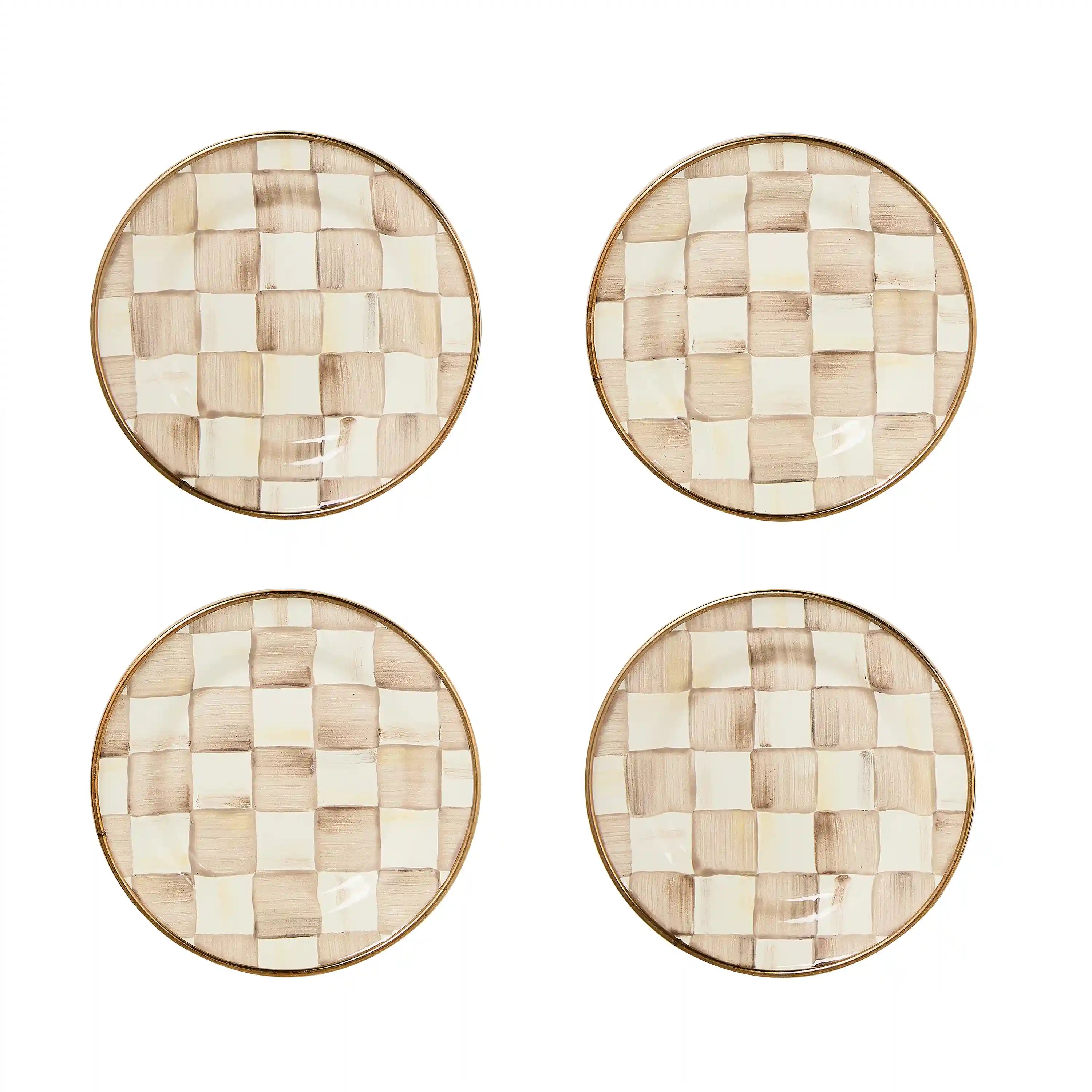Sterling Check Appetizer Plates, Set of 4