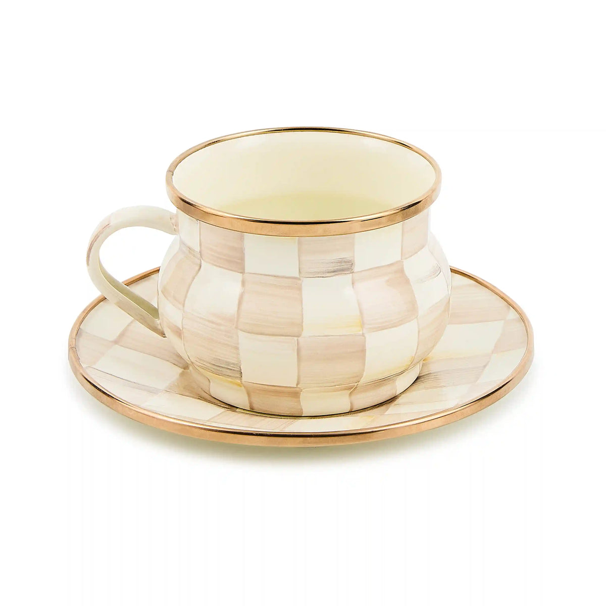 Mocha Check Saucer