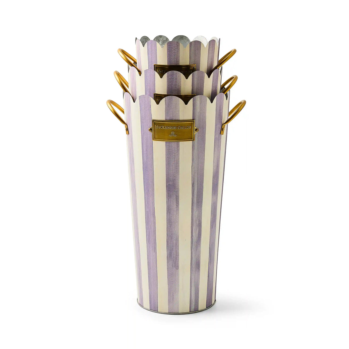 Rosy Stripe Flower Buckets, Set of 3