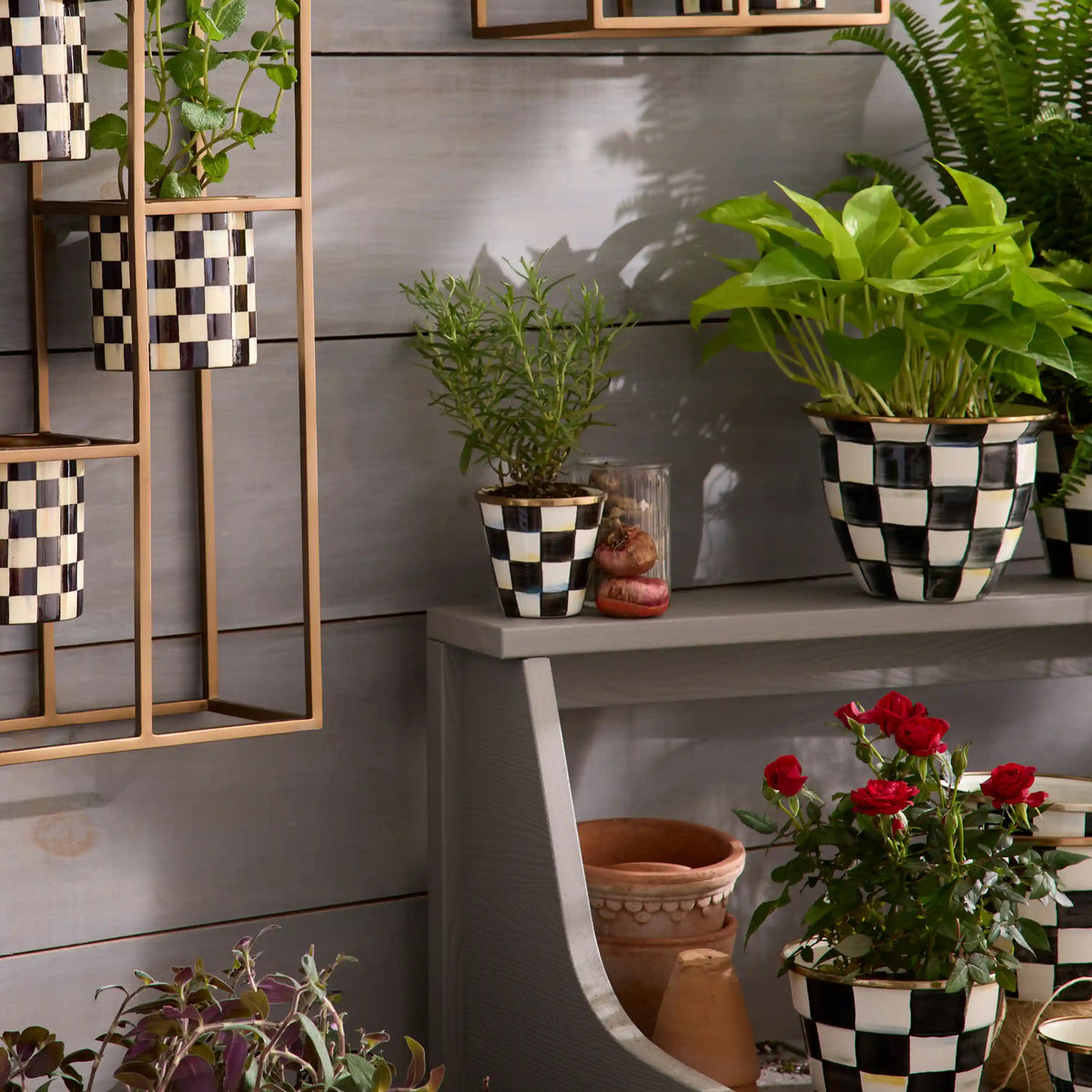 Sky Check Herb Pots, Set of 3