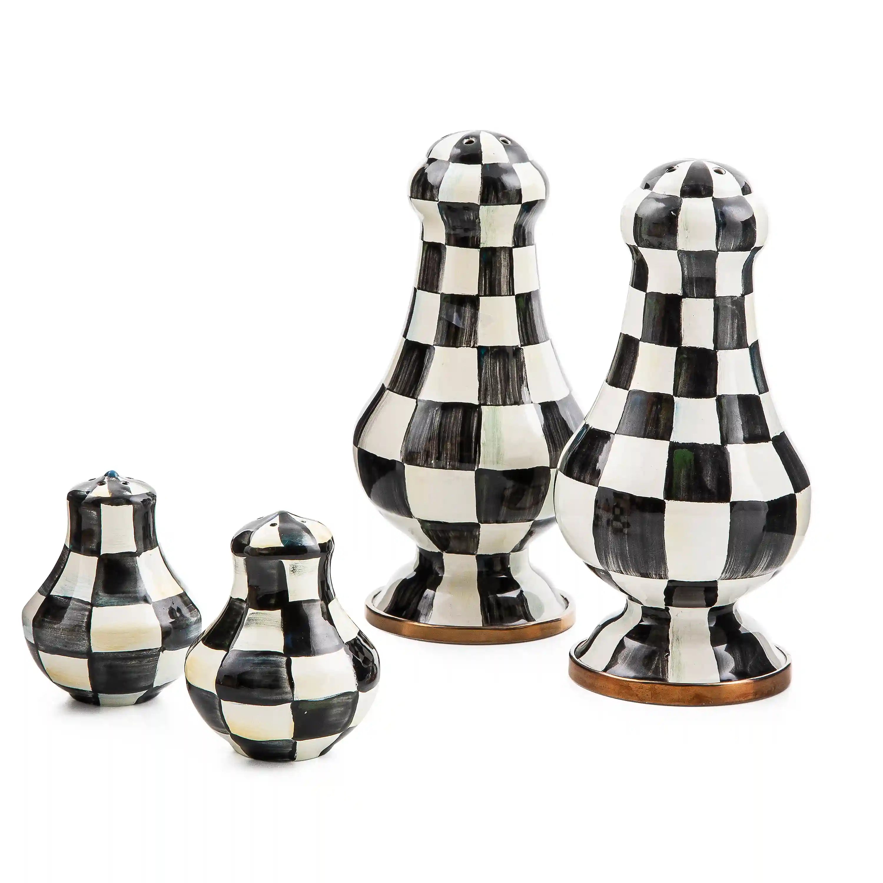 Violet Check Salt & Pepper Shakers