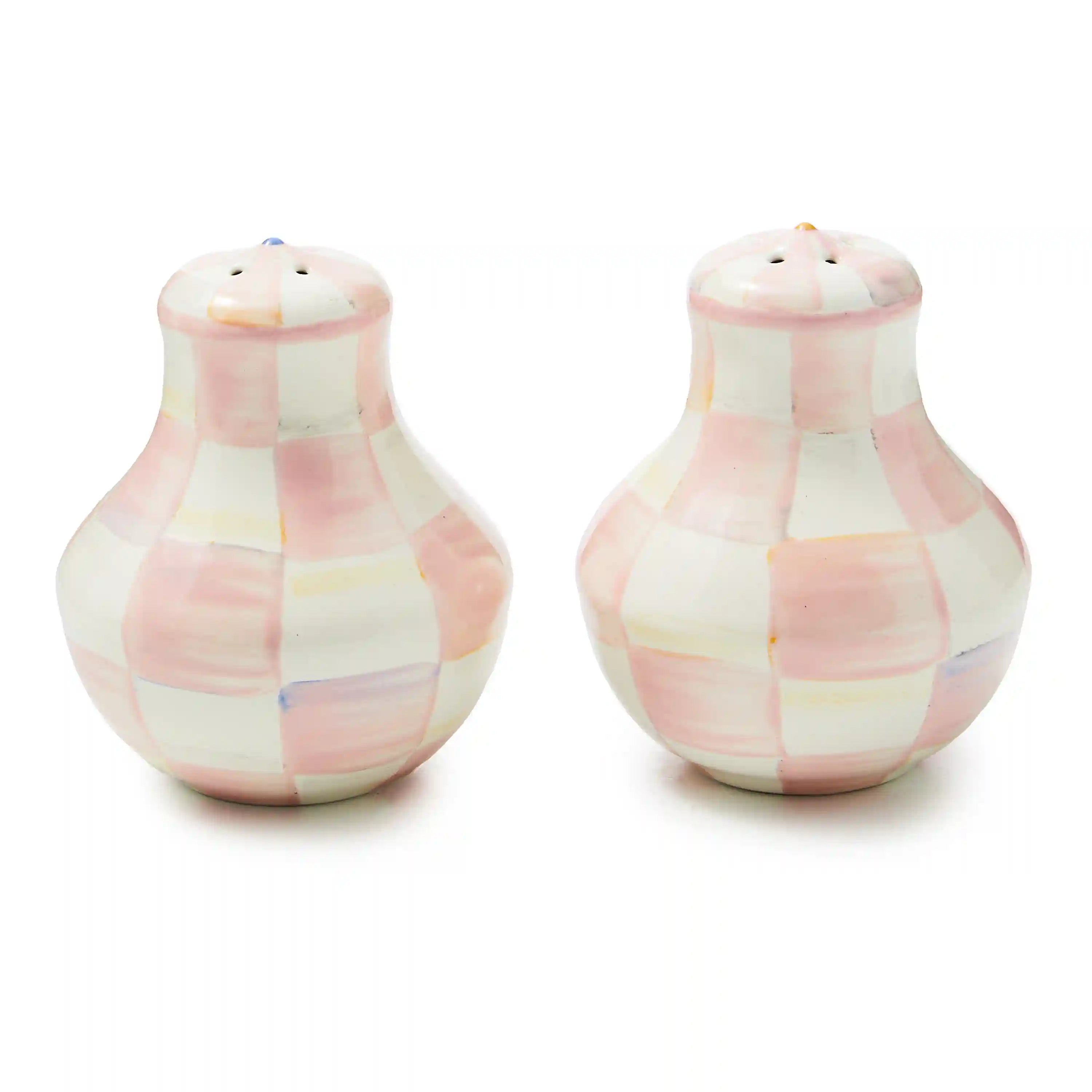 Violet Check Salt & Pepper Shakers