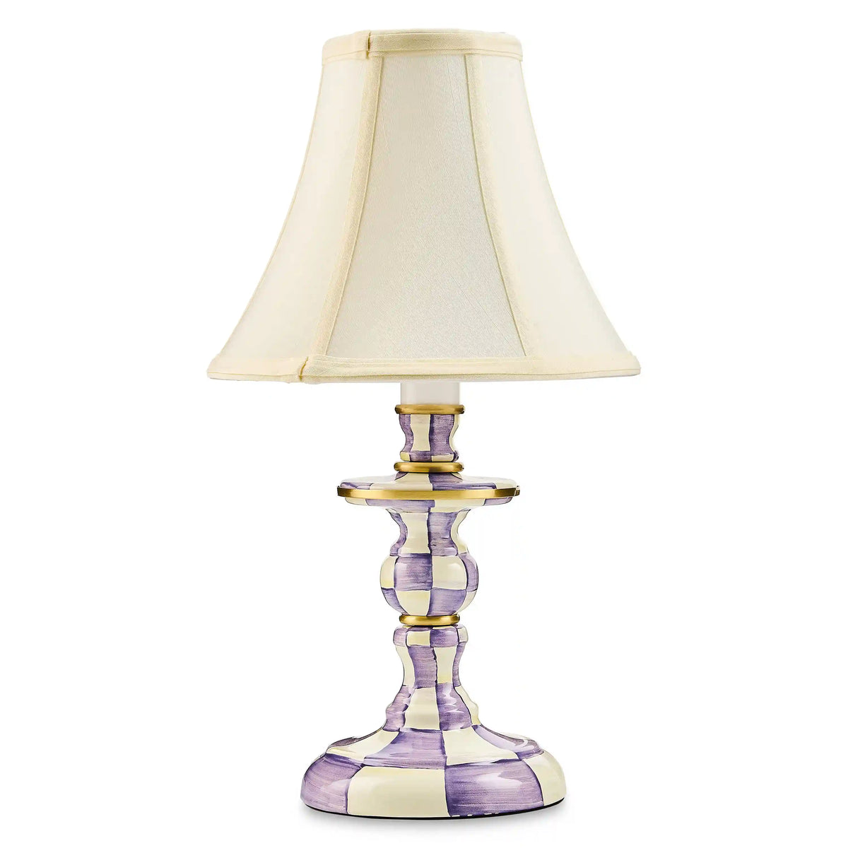 Mocha Check Candlestick Lamp
