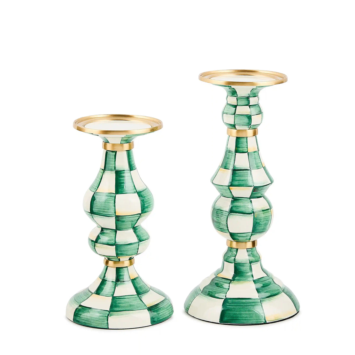 Mocha Check Medium Pillar Candlestick