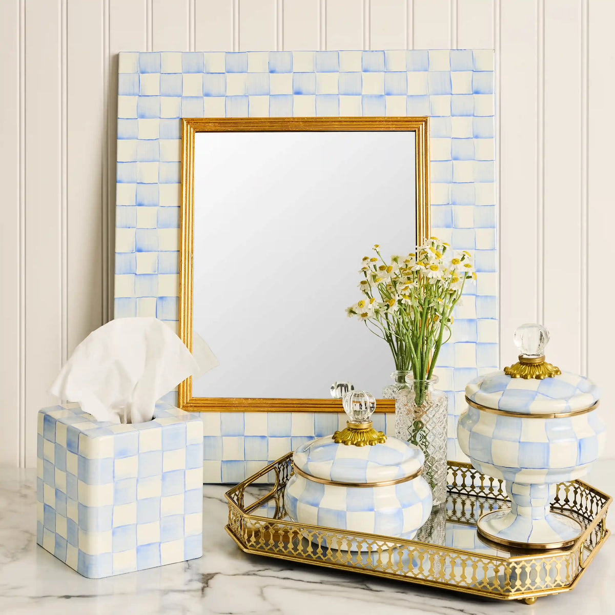 Sterling Check Enamel Wall Mirror