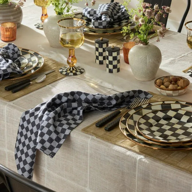 Black Check Napkin Rings, Set of 4