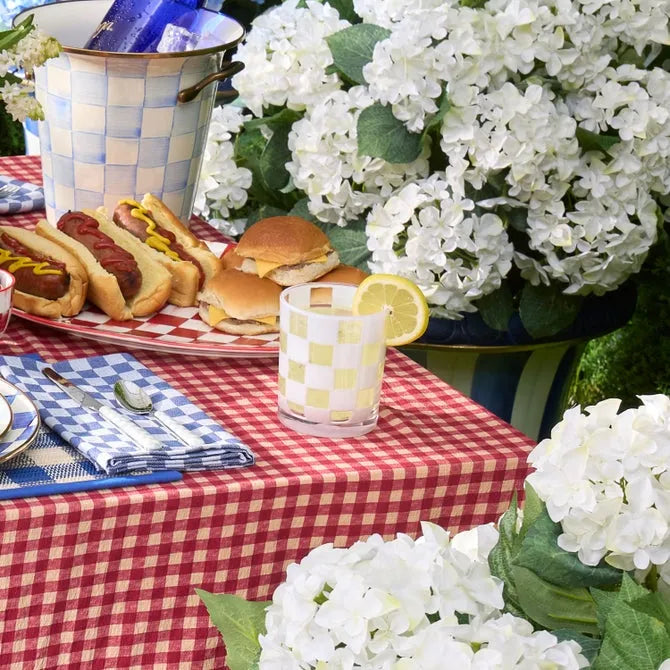 White Check Acrylic Tumblers, Set of 4