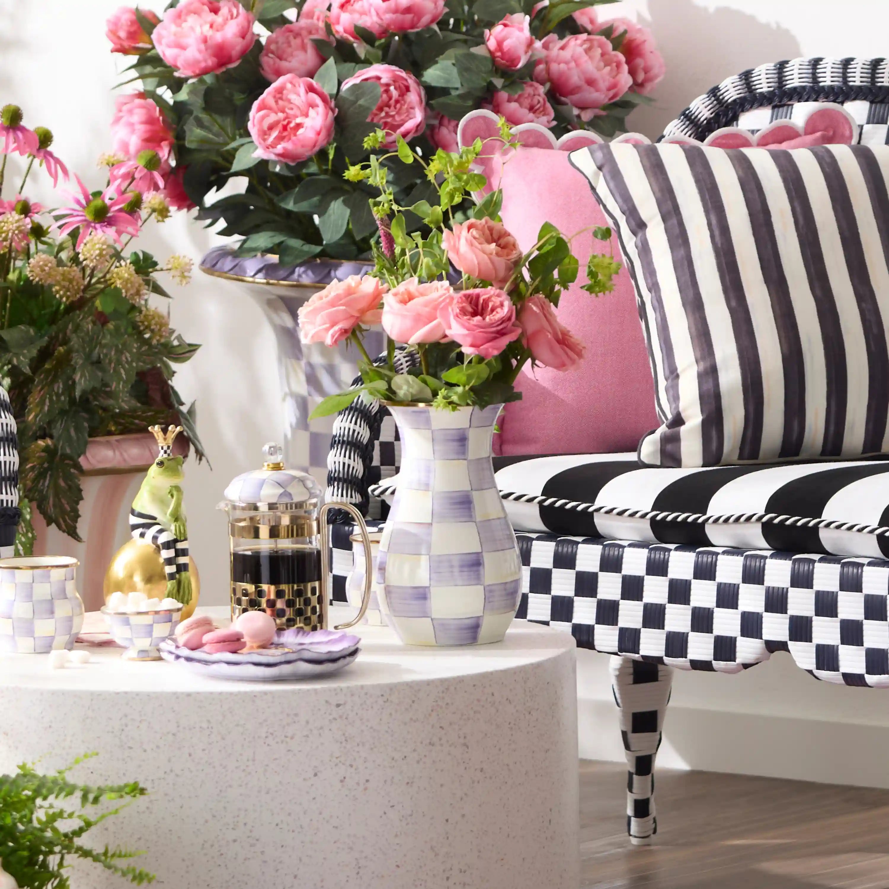 Mocha Check Tall Vase