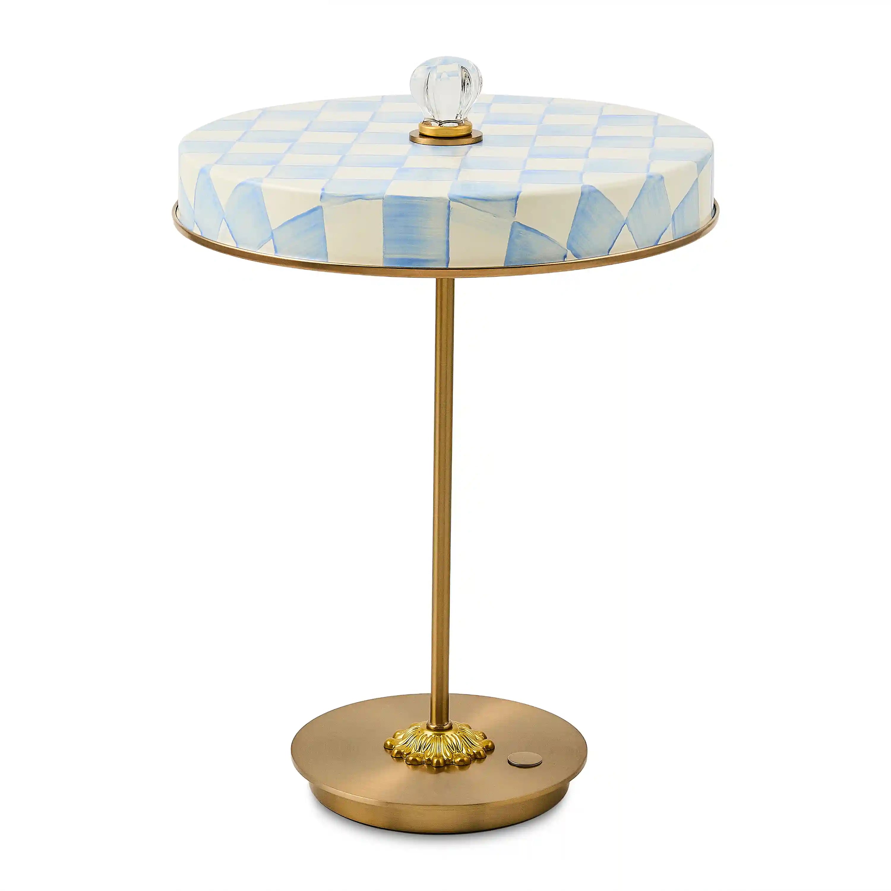 Emerald Check LED Rechargeable Disk Table Lamp
