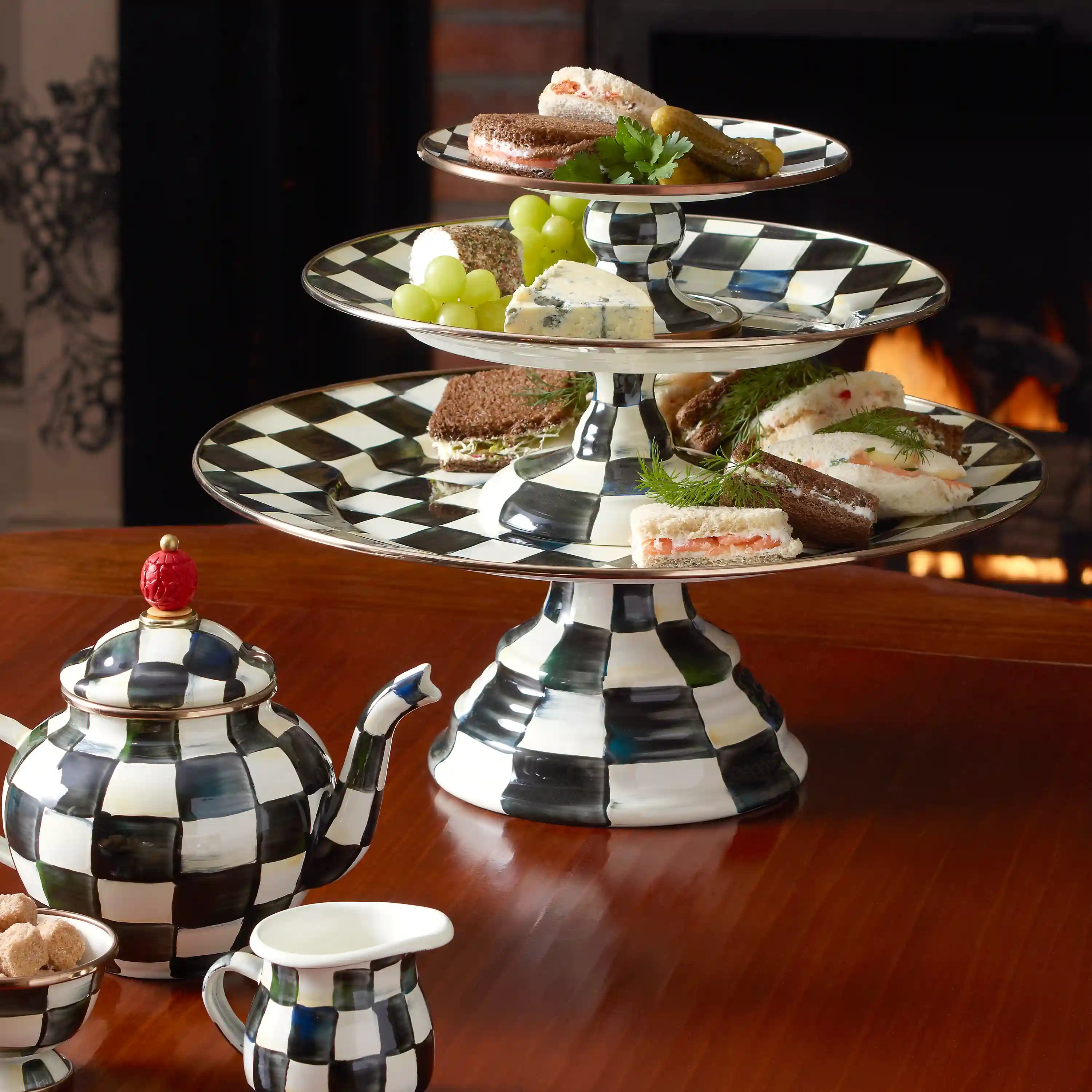 Rosy Check Large Pedestal Platter