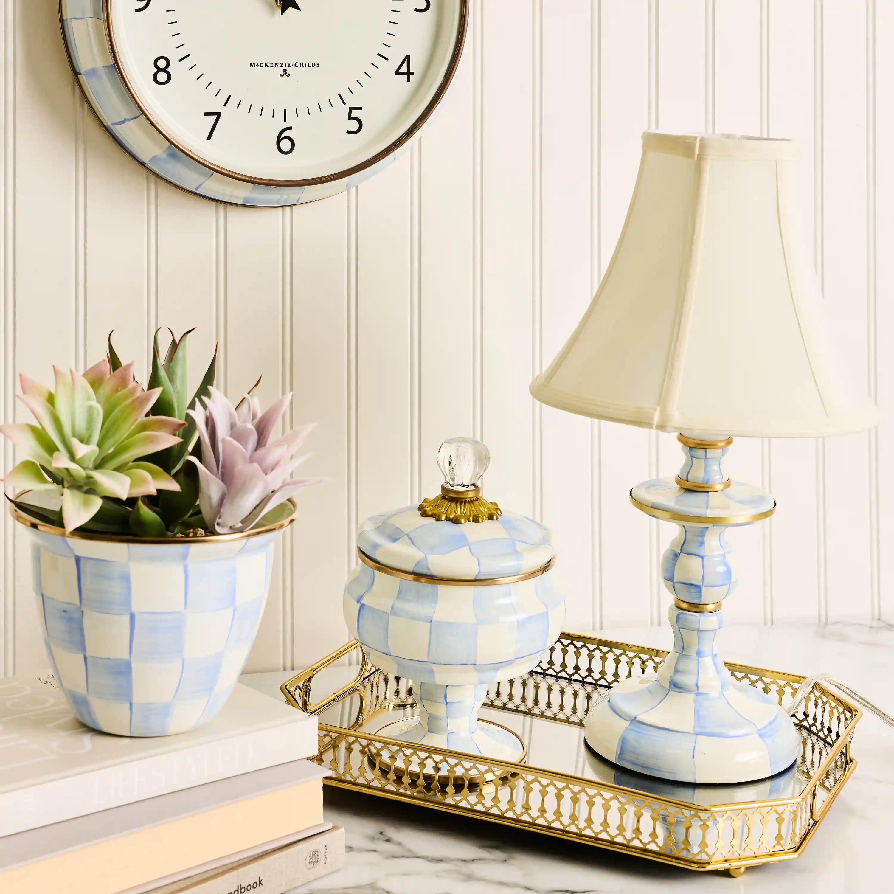 Sky Check Candlestick Lamp