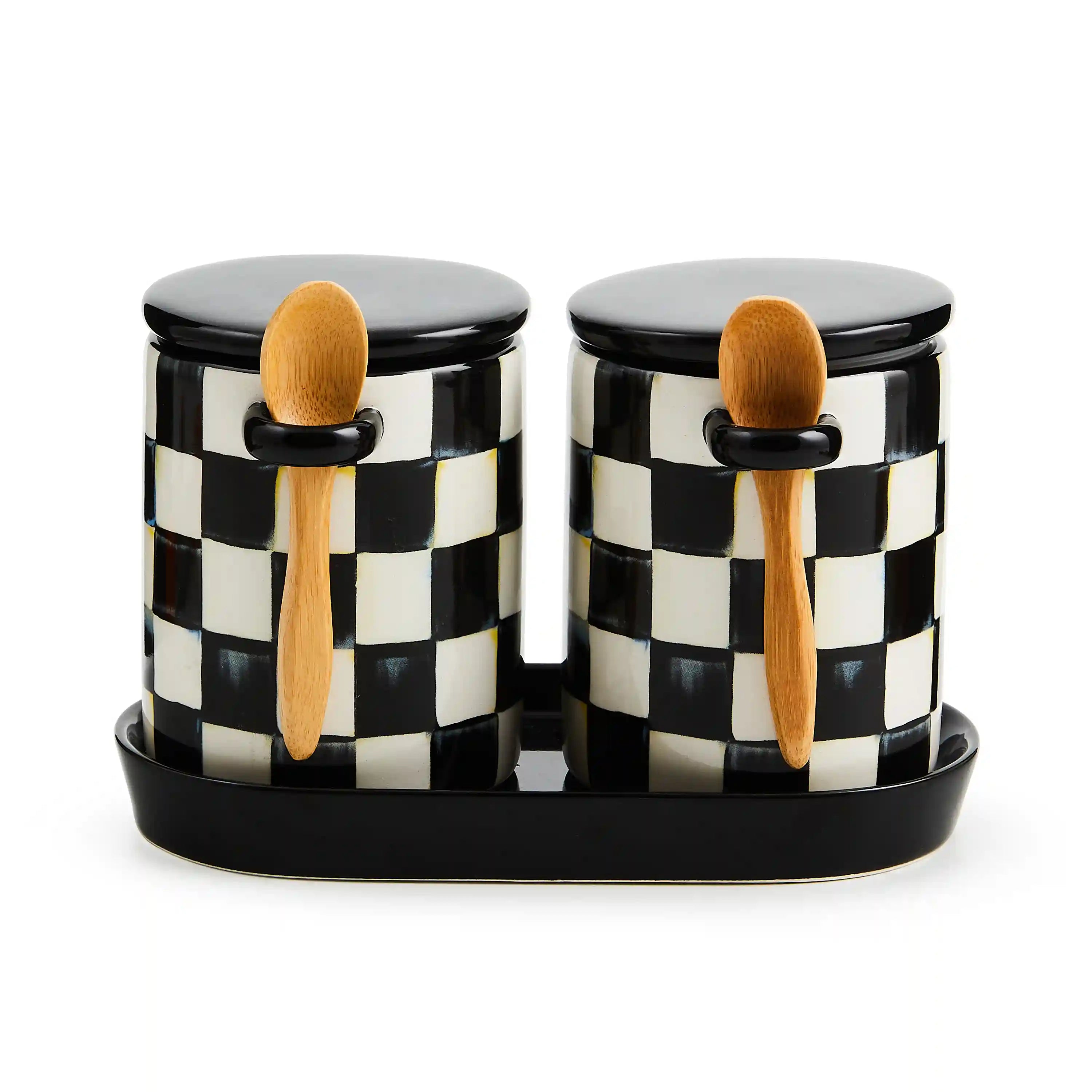 Rosy Check Farmhouse Canisters, Set of 2