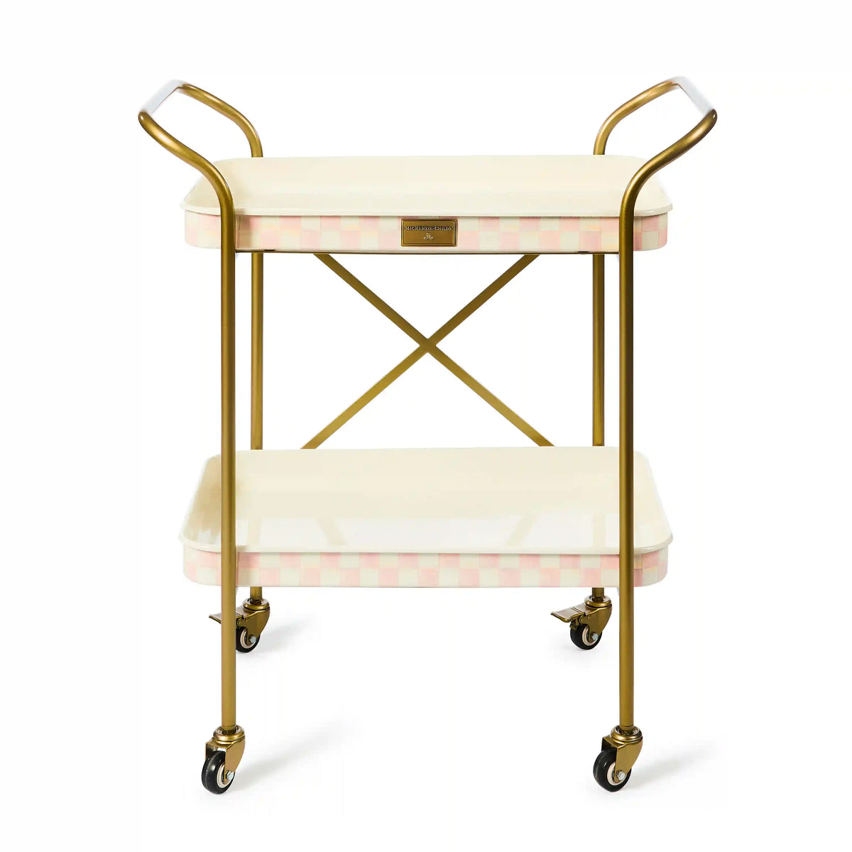 Mocha Check 2-Tier Kitchen Cart