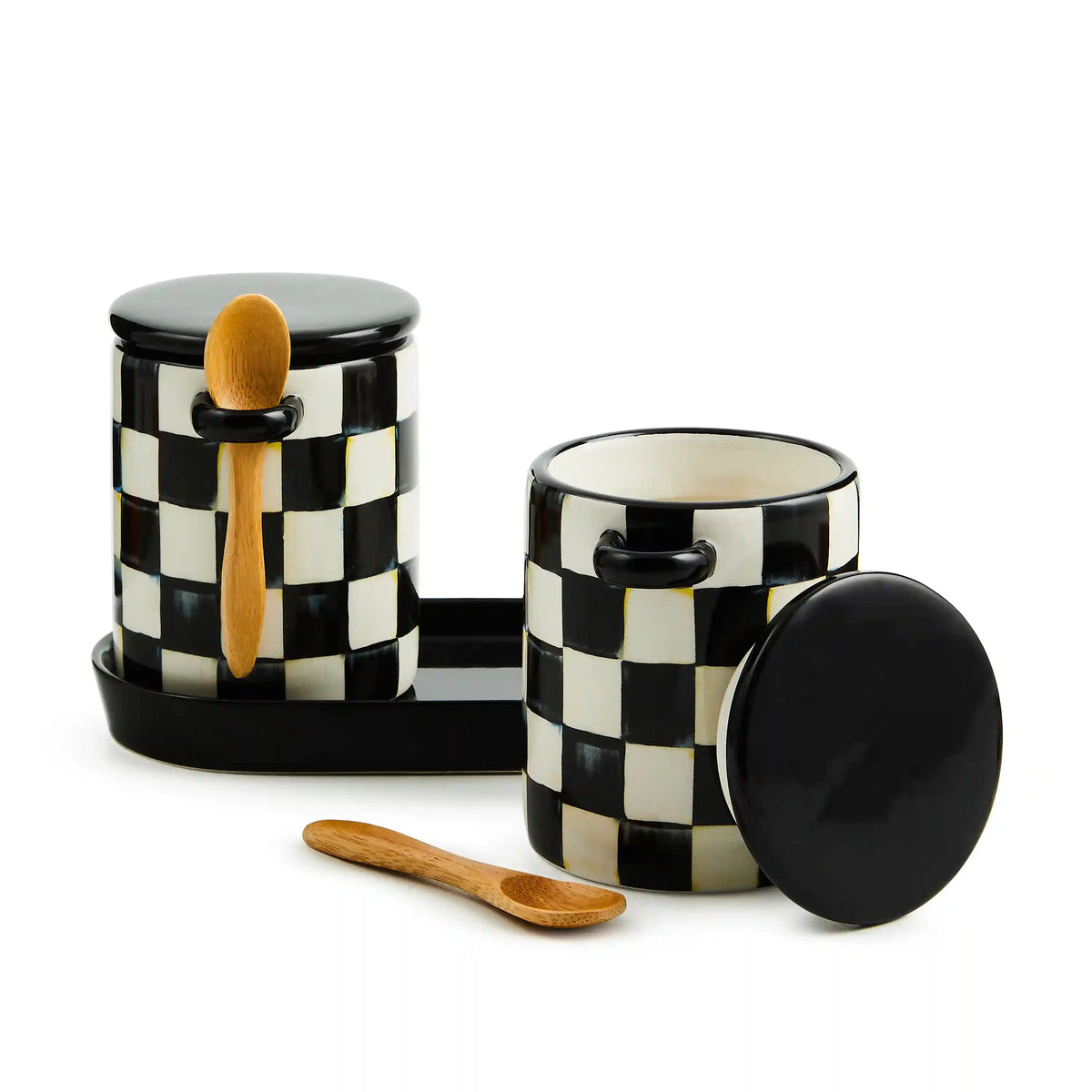 Rosy Check Farmhouse Canisters, Set of 2