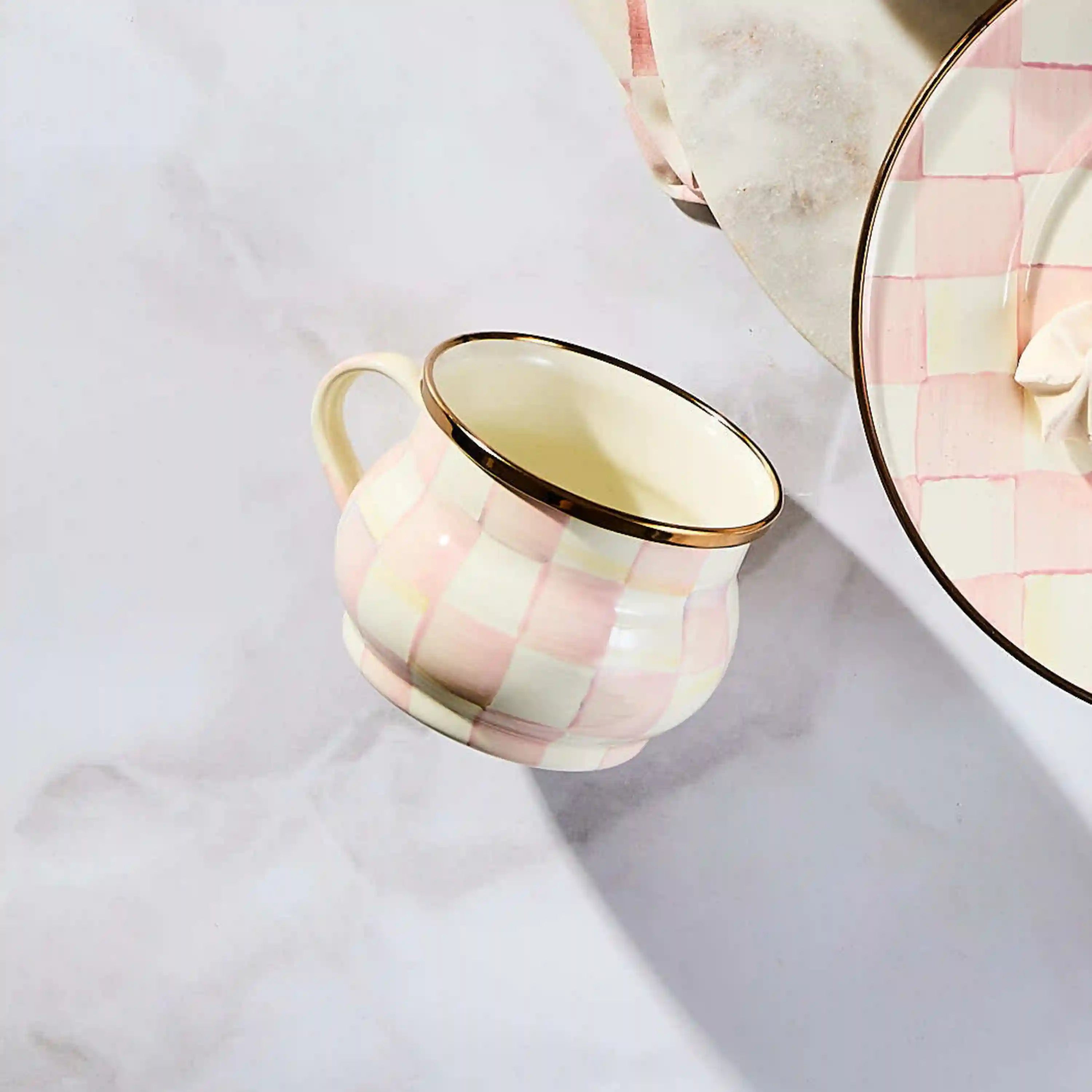 Mocha Check Saucer
