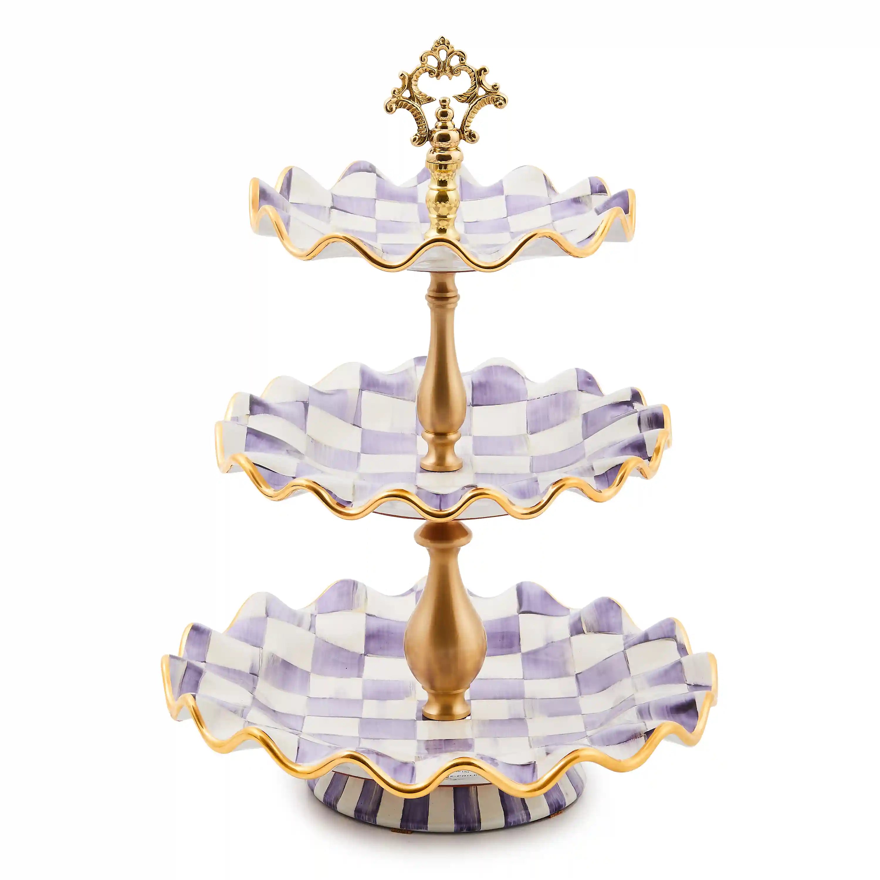Rosy Check Ceramic Three Tier Sweet Stand